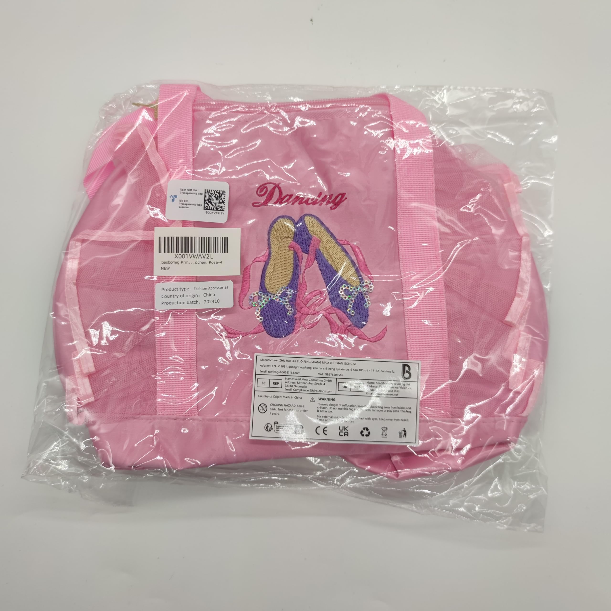 Besbomig Pink Ballet Dance Bag for Girls - Adjustable Shoulder Bag & Crossbody Sports Purse for Ballerina, Dancewear Storage & Princess Shoes Tote - Perfect for Ballet Class, Dance Recitals & Kids Dance Practice