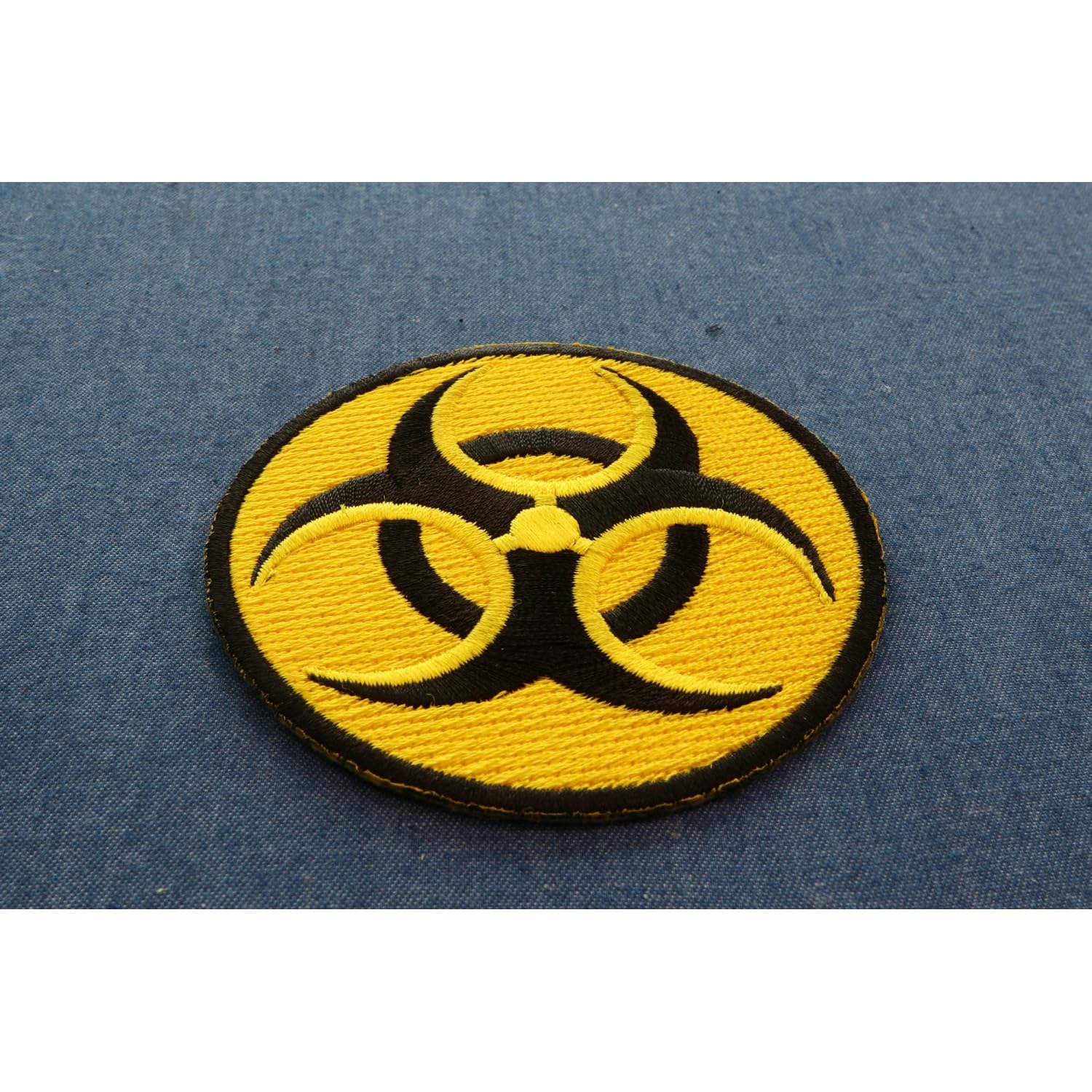 Bio Hazard Embroidered Iron On Patch - 3 Inch Sew On Badge for Jackets, Backpacks & DIY Crafts - Radiation Symbol for Costumes & Safety Gear