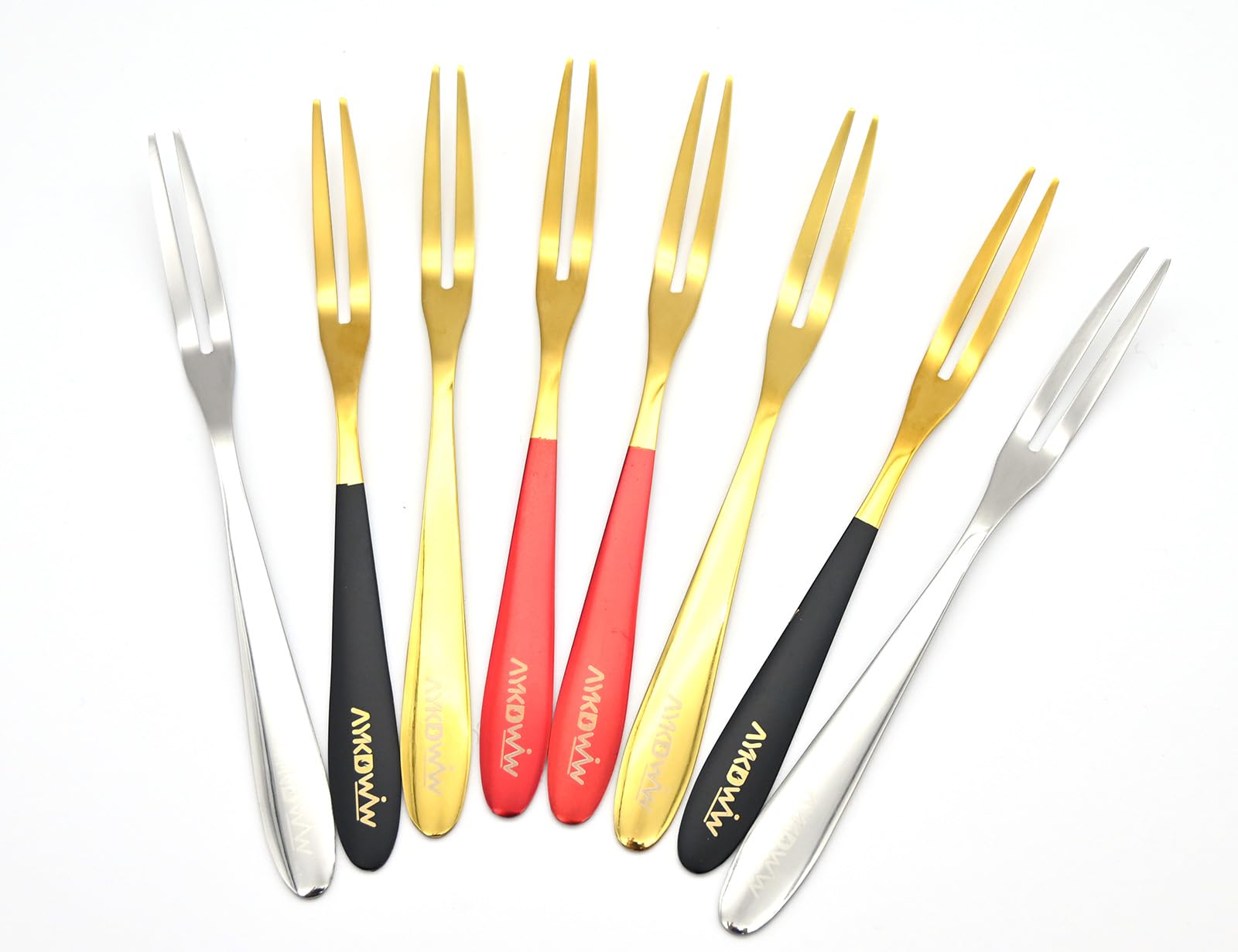 8-Piece 304 Stainless Steel Colorful Mini Forks Set - Salad Forks, Fruit Forks for Party, Banquet, Dessert, Cake, Afternoon Tea & Wedding (5.3 Inch) - Perfect for Picnics, BBQs, and Elegant Dining