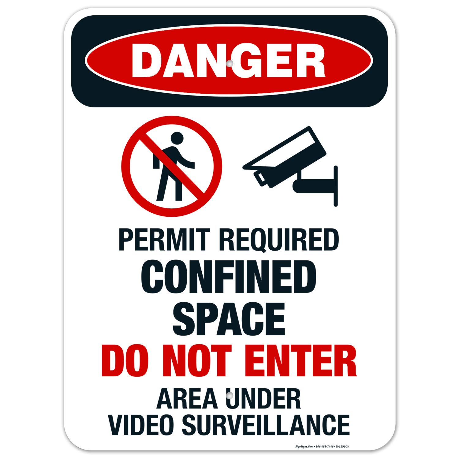Danger Sign - OSHA Approved 'Permit Required Confined Space Do Not Enter' Warning Sign | 18x24 Inches | Rust-Free .063 Aluminum | Fade Resistant for Indoor & Outdoor Use | Made in USA | Ideal for Construction Sites, Warehouses & Industrial Safety Areas