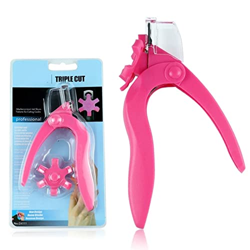 Professional Acrylic Nail Clipper - Adjustable Stainless Steel False Nail Trimmer & Cutter for Artificial Nails - Perfect for Nail Art, Manicures & Salon Use (Rose Red)