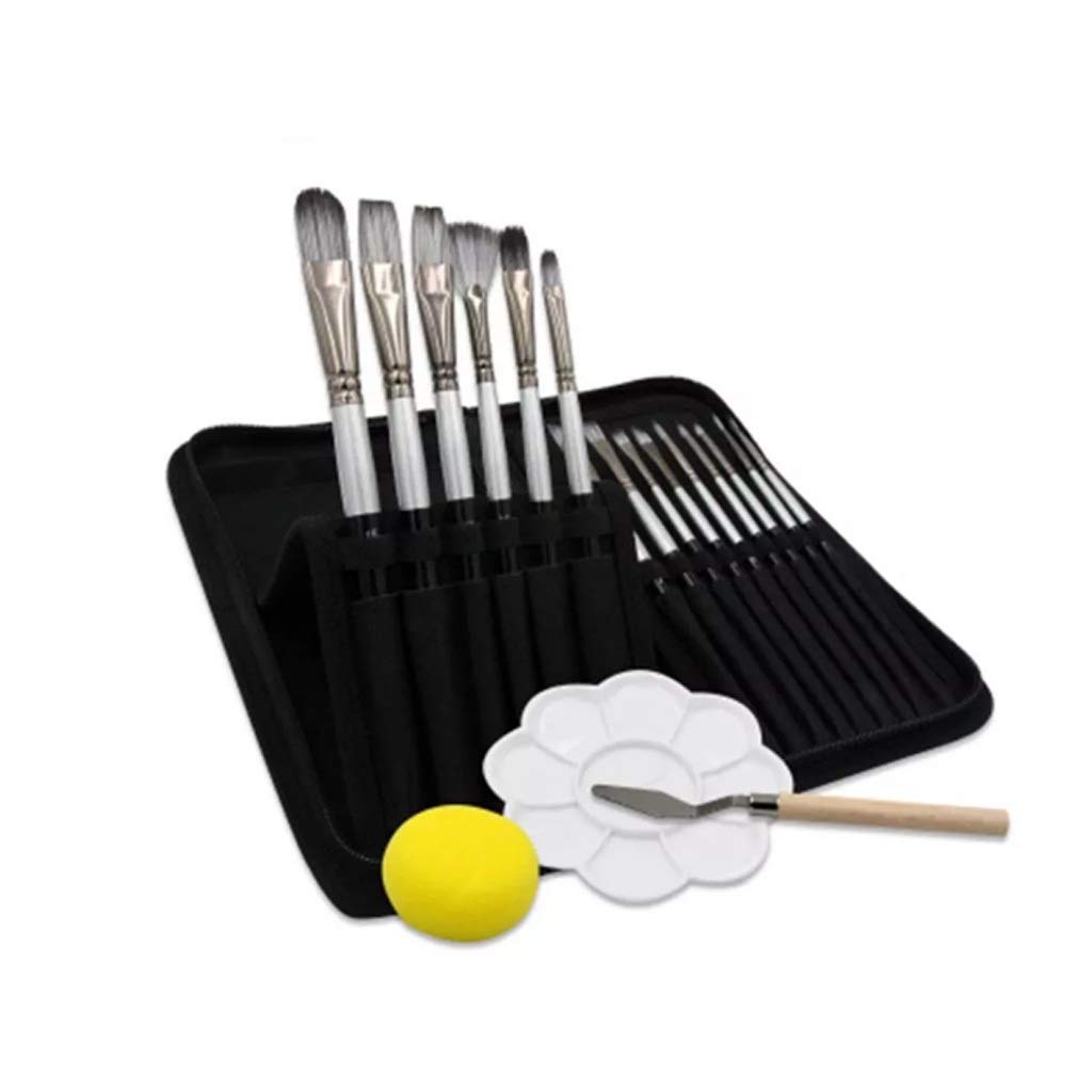 GRETD 15-Piece Professional Oil Paint Brush Set with Palette & Canvas Bag - Premium Watercolor & Acrylic Painting Supplies for Artists & Beginners - Perfect for Studio, Classroom & Outdoor Painting