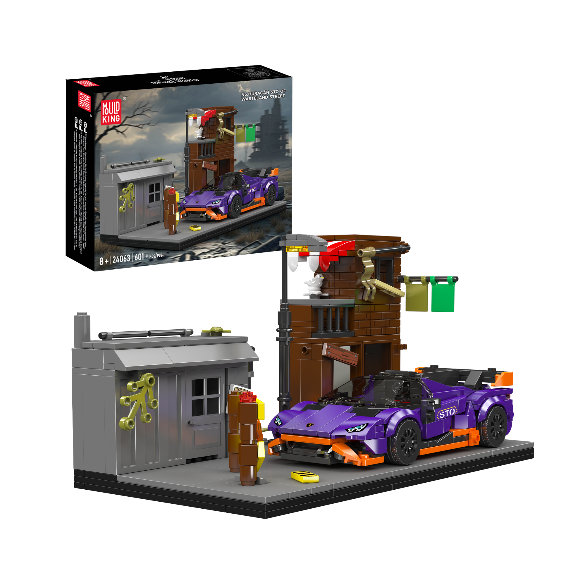 Mould King 24063 Wasteland Street Supercar Building Blocks Set - 601 PCS DIY Model Kit for Adults & Teens - Perfect for Home Decoration, Gift Giving & STEM Learning