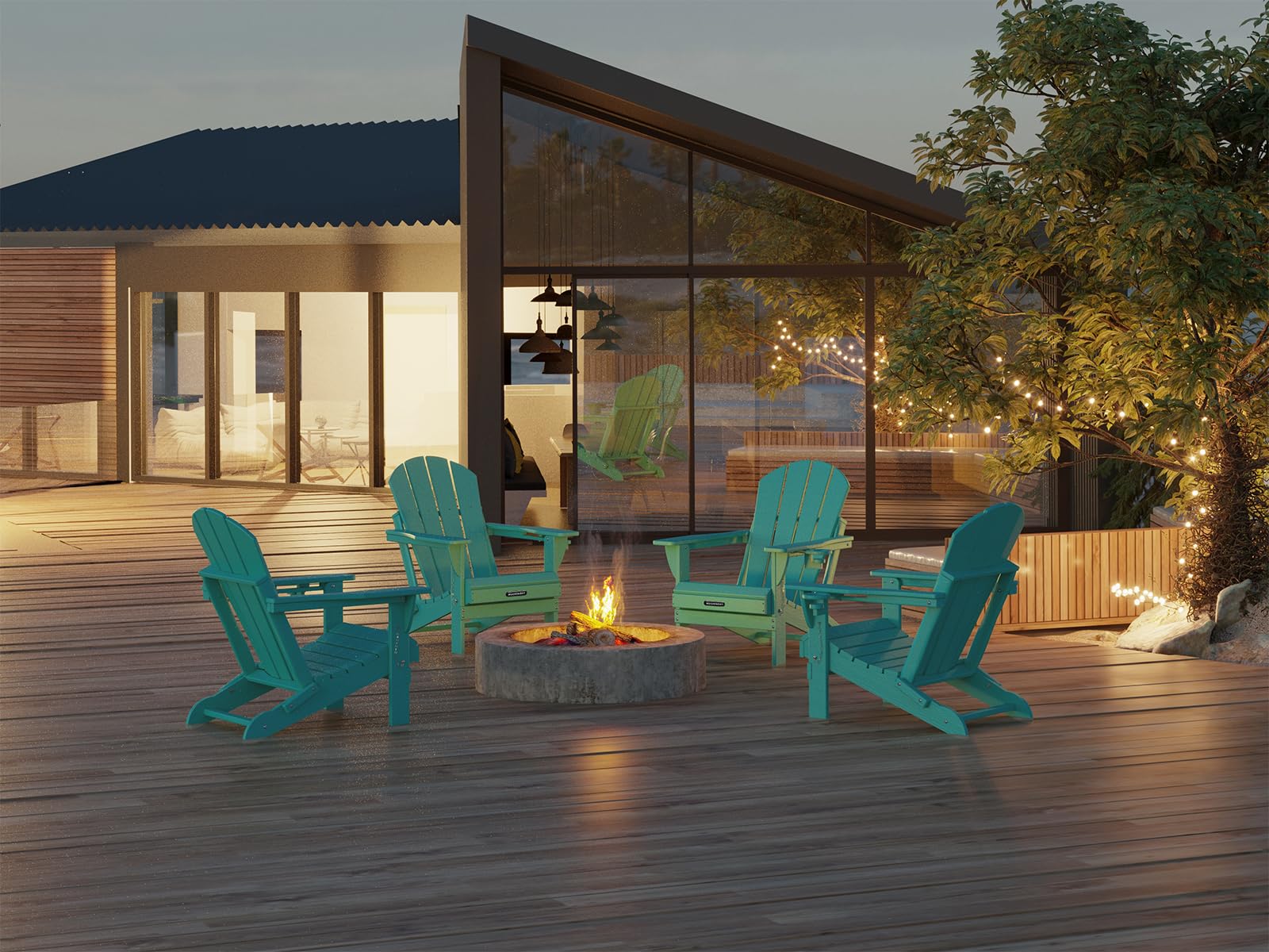 MUCHENGHY Folding Adirondack Chairs - Weather-Resistant Outdoor Patio Chairs for Deck, Backyard, Fire Pit & Camping - Comfortable & Durable (Black) | Perfect for Relaxing, Lounging & Outdoor Gatherings