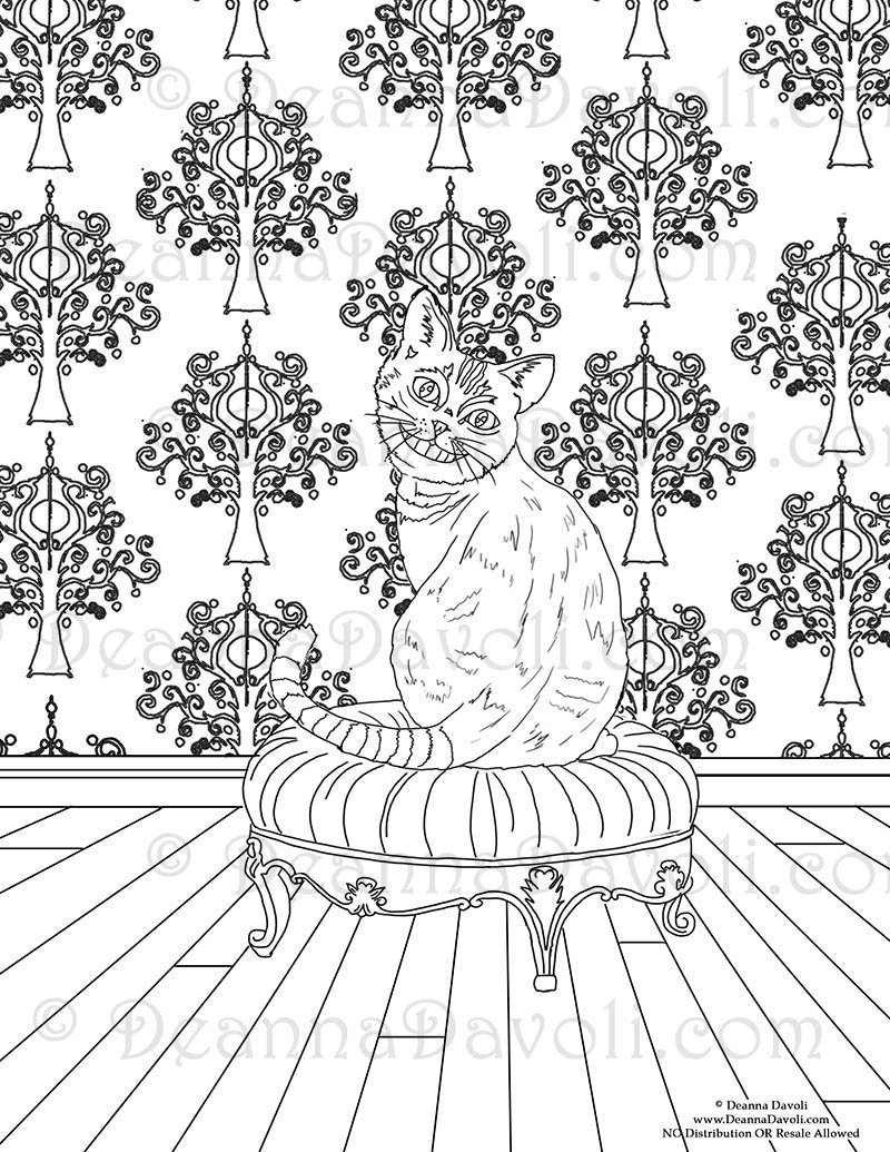 Fantasy Art Coloring Book for Adults - Mermaid, Animal & Alice in Wonderland Designs - 11 Printable Pages - Stress Relief & Relaxation Activity for Home, Office & Travel