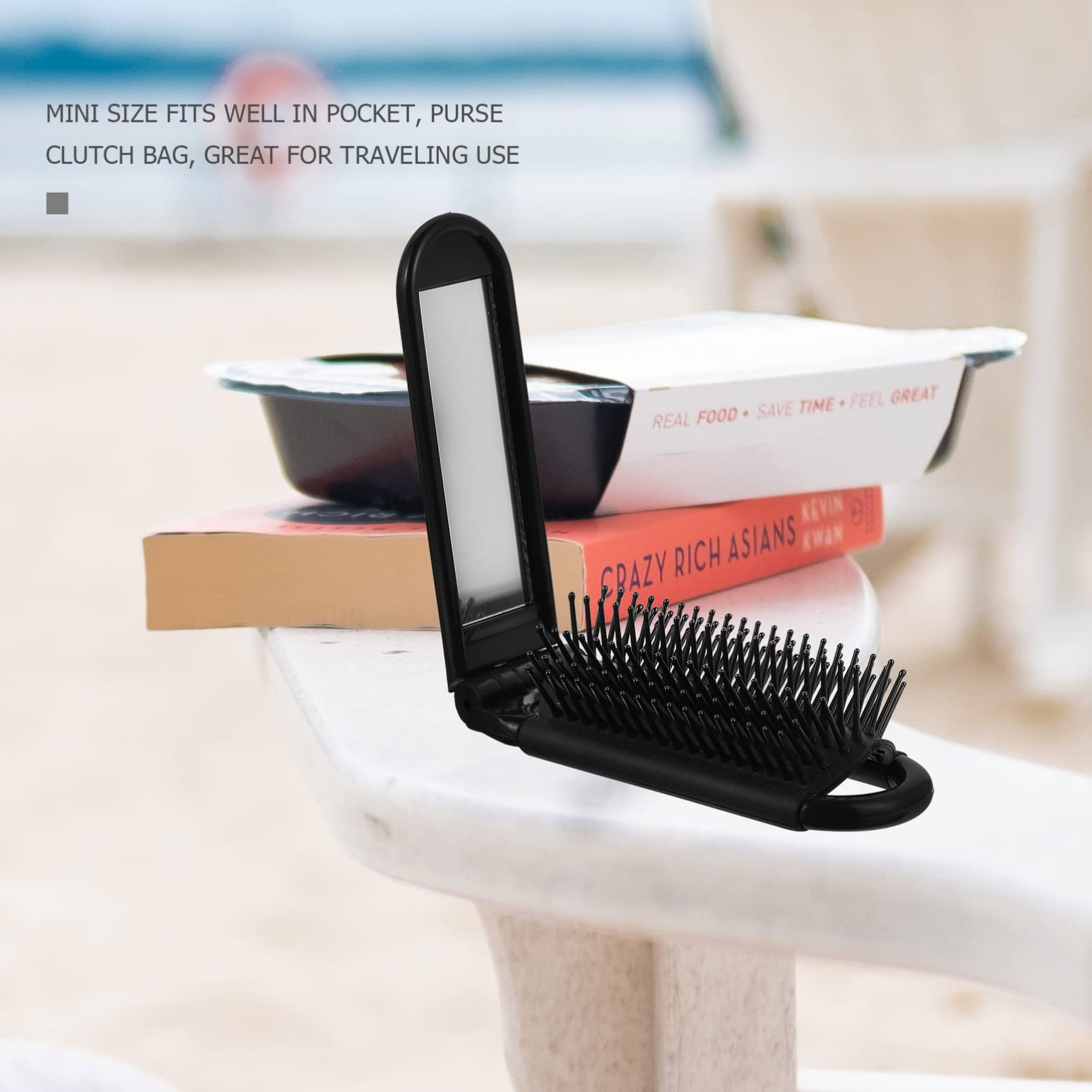 EXCEART 5pcs Foldable Comb with Mirror - Travel Hair Brush for Women & Beard Care - Compact for On-the-Go Styling