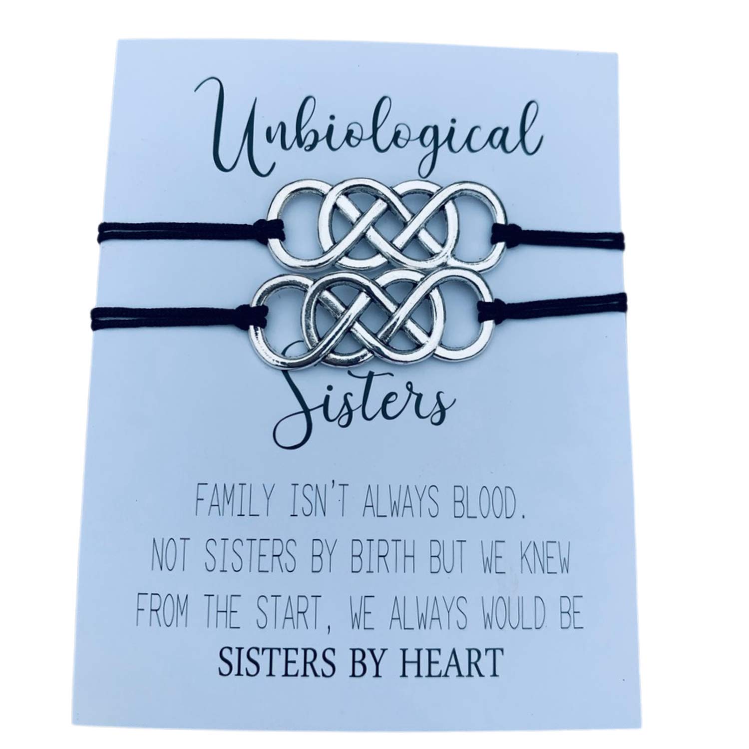 Infinity Sister Charm Bracelets (2 Pack) - Adjustable Friendship Bracelets for Women & Teens - Soul Sister Knot Bracelets - Perfect for Best Friends, Birthday Gifts & Sisterhood Celebrations