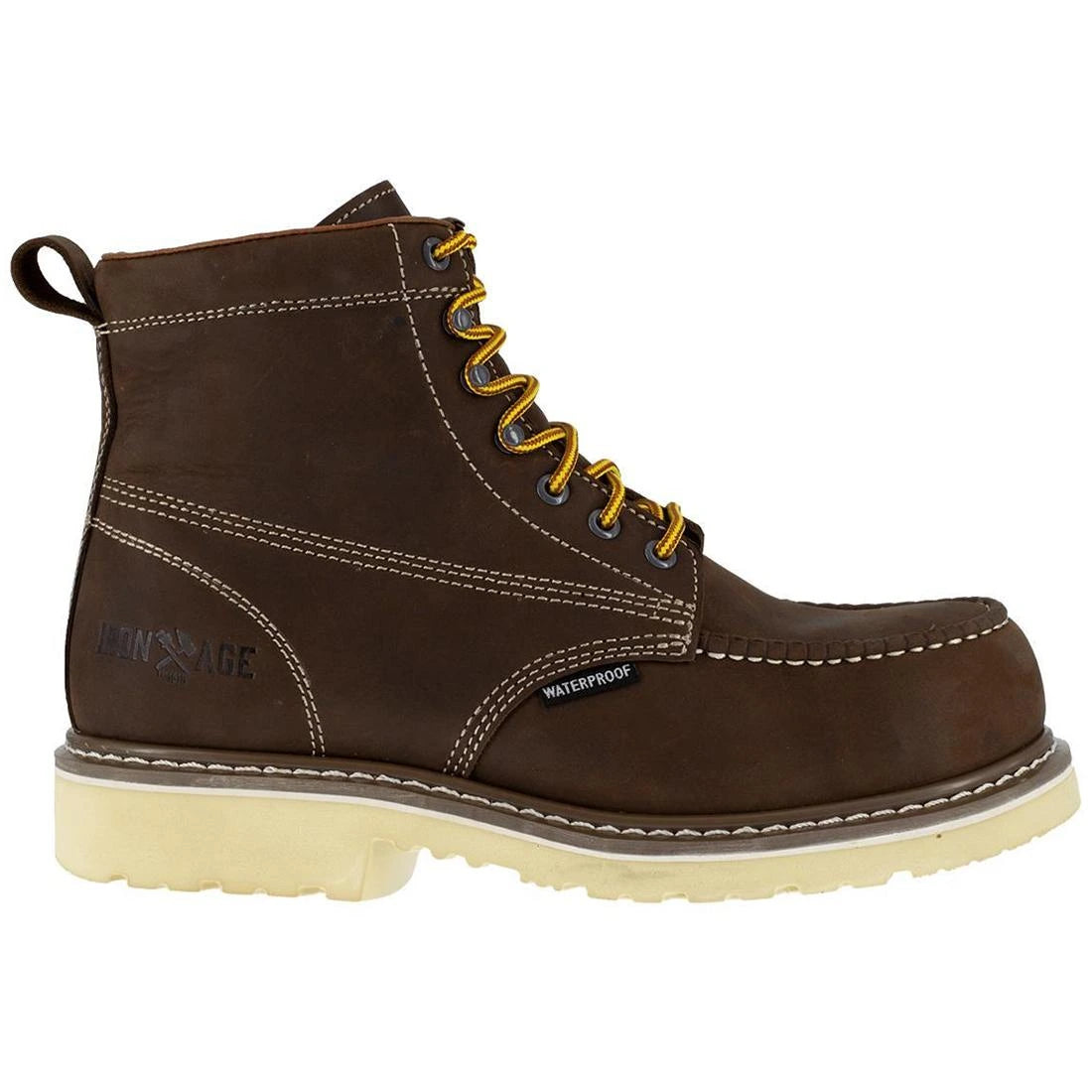 Men's Waterproof Composite Toe Work Boots - Brown Safety Shoes for Construction, Hiking & Outdoor Work