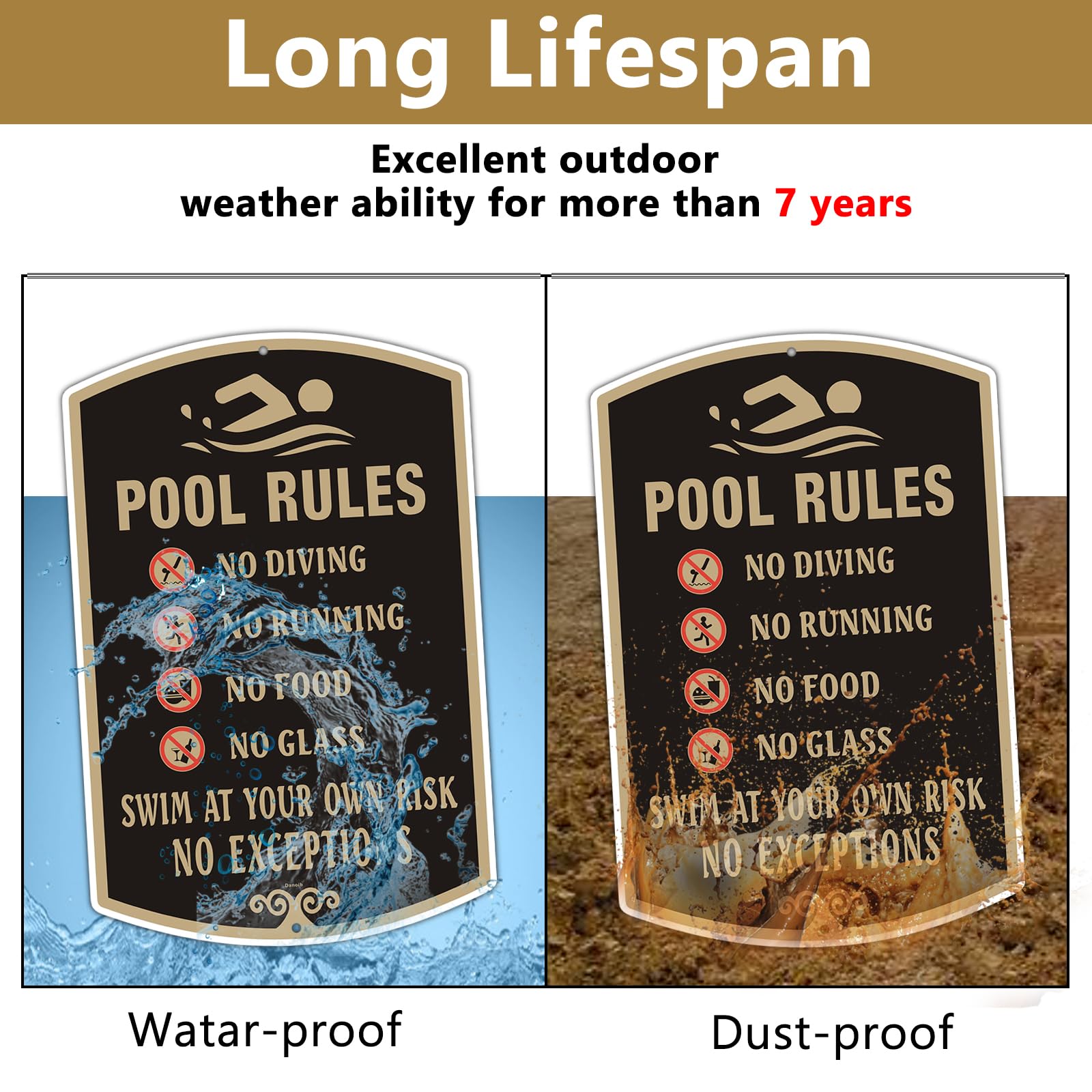 2 Pack POOL RULES Signs 12x18 Inches - Rust-Free Aluminum, UV Printed & Weatherproof - Easy Mount for Swimming Pools, Spas, Hot Tubs, Backyards & Public Pools - Indoor Outdoor Use - Black