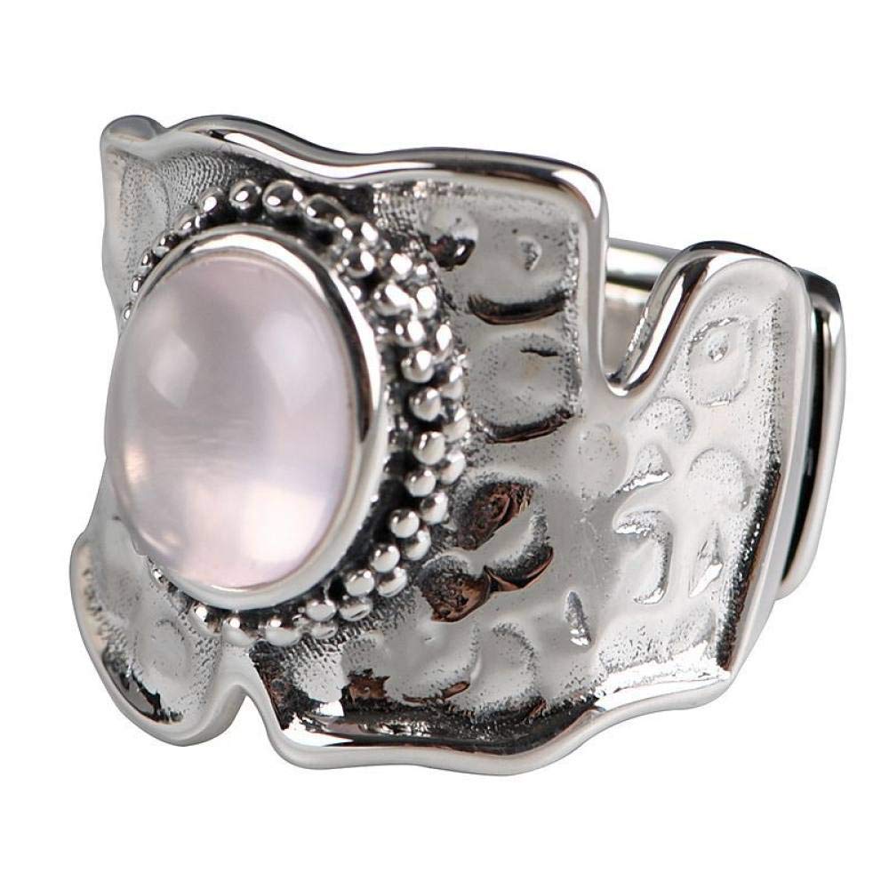 IONY 925 Sterling Silver Adjustable Rings for Men & Women - Vintage Chunky Pink Crystal Open Finger Ring - Glamorous Wedding Band, Birthday Gift Jewelry - Perfect for Parties, Anniversaries & Special Occasions