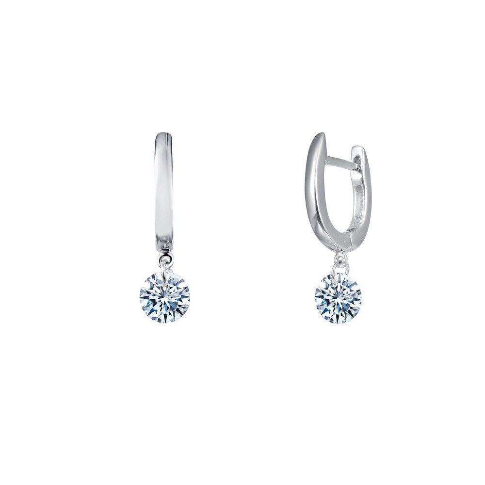 Lafonn Lassaire In Motion Sterling Silver Platinum Plated Simulated Diamond Earrings 2 CTTW - Elegant Dangle Earrings for Women, Perfect for Weddings, Parties & Special Occasions
