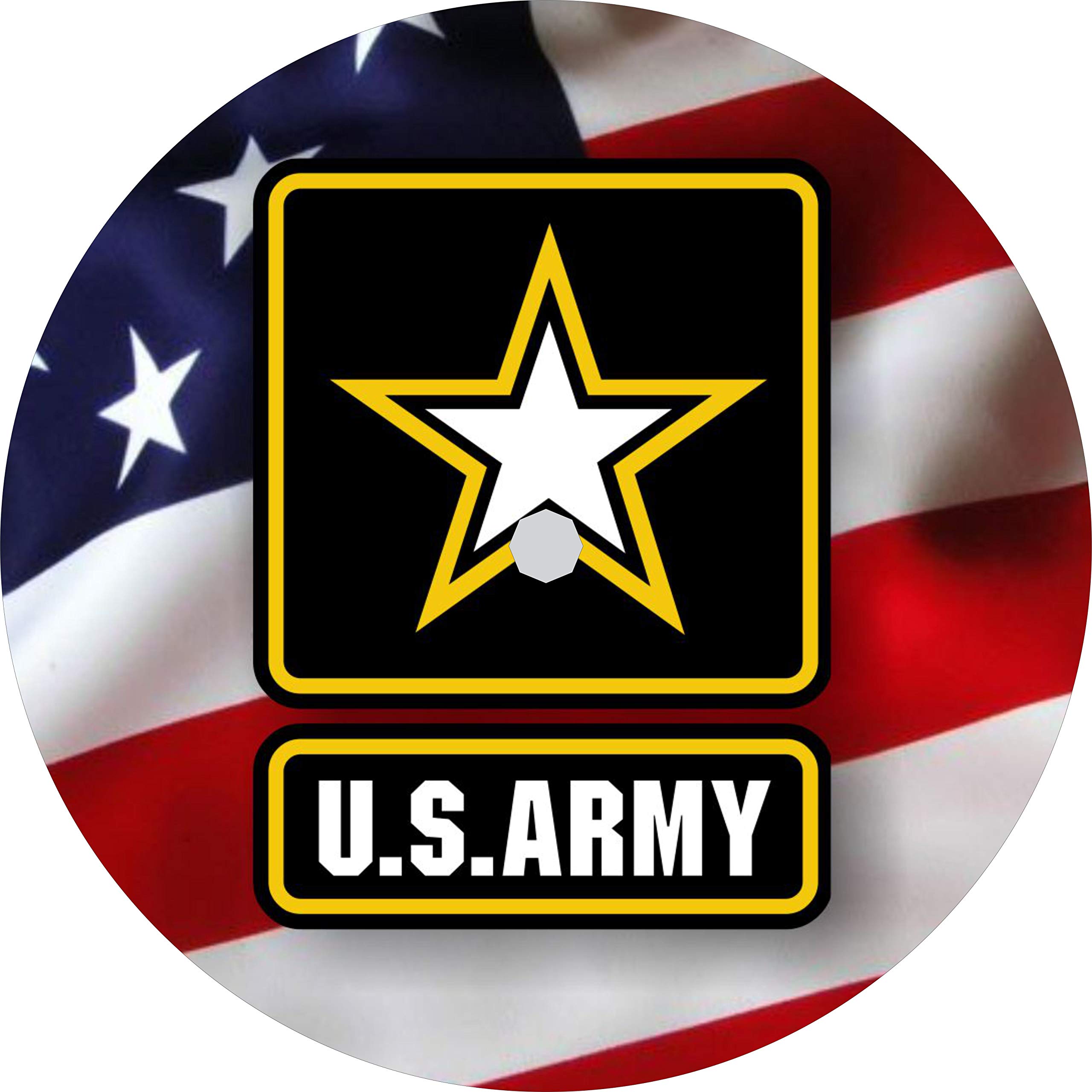 Custom Army Logo with American Flag Spare Tire Cover - Fits Any Make/Model (Choose Tire Size & Backup Camera Option) | Perfect for Jeep Wrangler, Truck & SUV Off-Road Adventures
