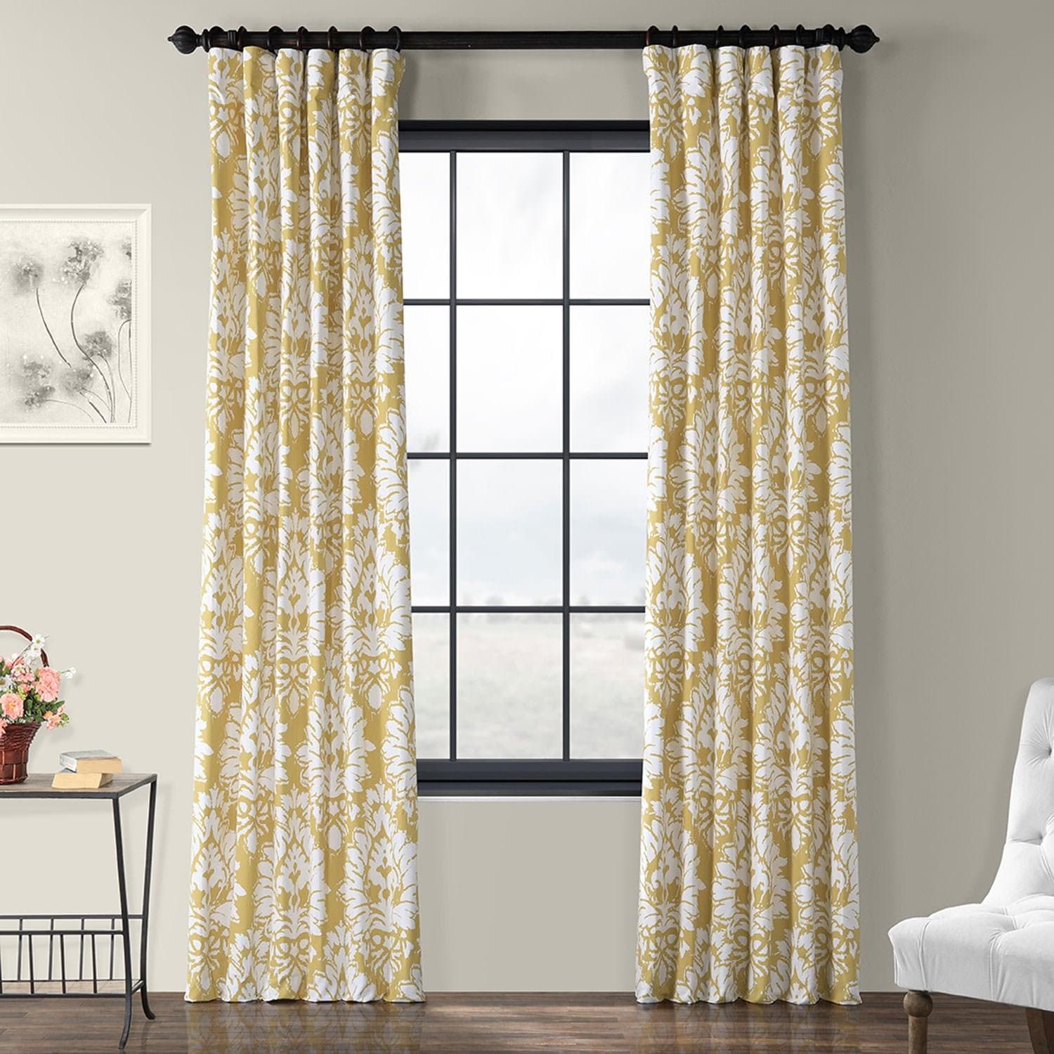 Lacuna Sun Floral Printed Cotton Blackout Curtains for Bedroom - Elegant Window Treatment for Light Blocking & Privacy
