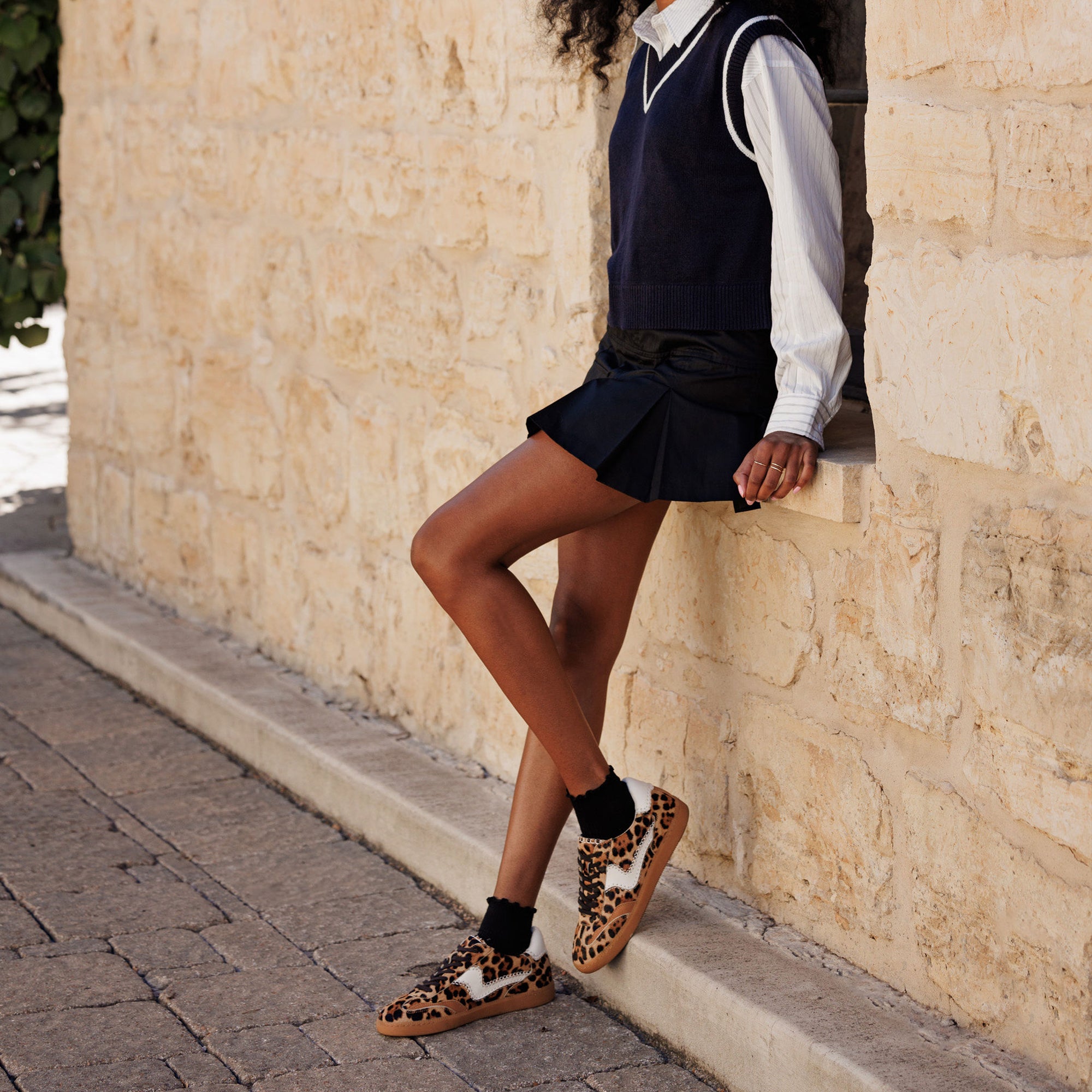 Notice Stitch Sneakers - DK Leopard Calf Hair Women's Fashion Shoes for Casual Wear & Street Style