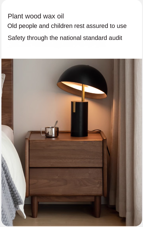 Solid Black Walnut Wood Nightstand - Small Bedside Table with Drawer for Bedroom, Living Room & Office - Natural Wood Furniture for Home Decor