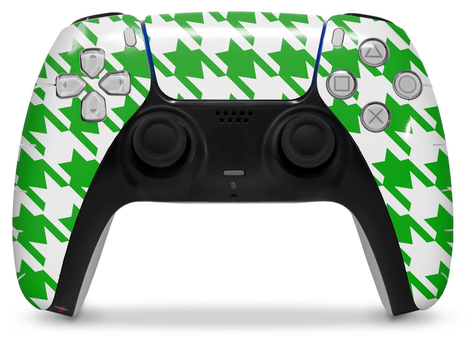 PS5 DualSense Controller Skin Wrap - Houndstooth Green for Gaming Protection