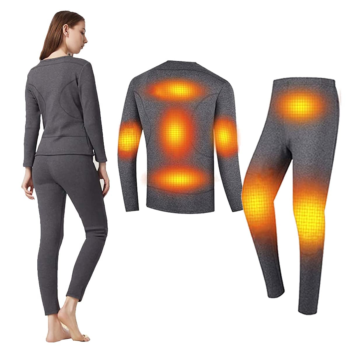 Women's USB Electric Heated Thermal Underwear Set - Fleece Lined Winter Long Johns & Snow Leggings for Cold Weather - Perfect for Skiing, Snowboarding & Outdoor Winter Activities