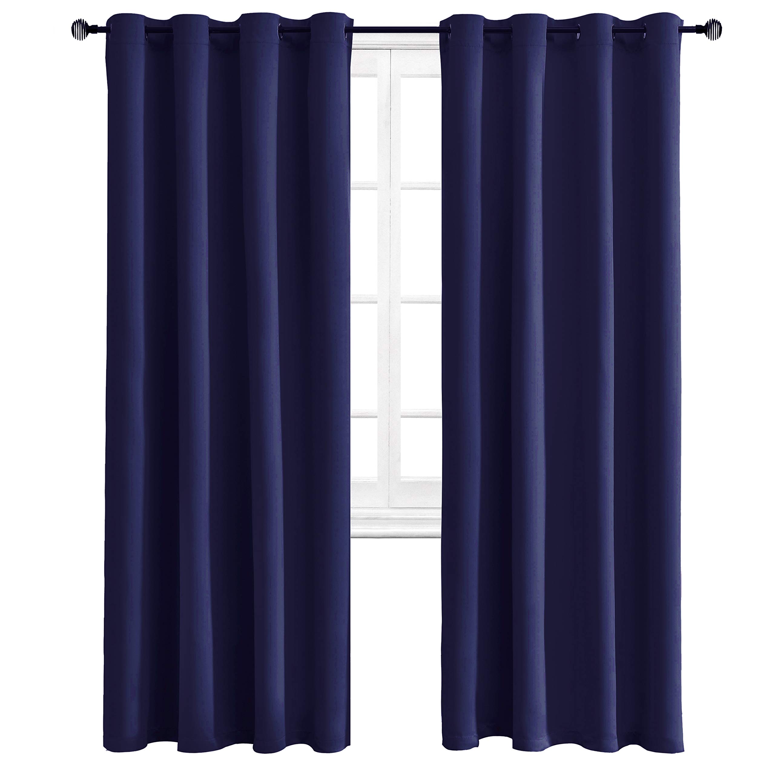 WONTEX Blackout Thermal Insulated Grommet Curtains for Bedroom - Navy Blue, 52 x 84 Inch, 2 Panels - Perfect for Light Blocking, Energy Saving & Privacy in Home, Office or Nursery