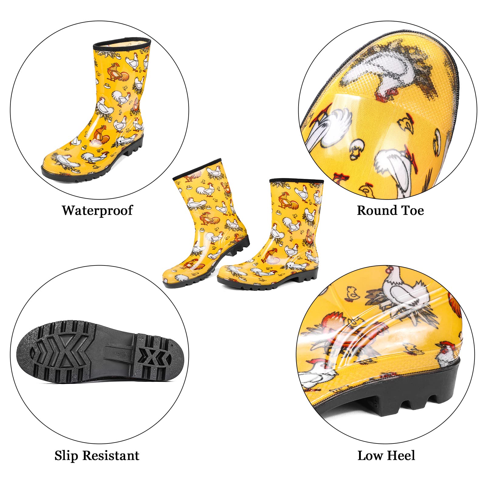 Waterproof Women's Rain Boots - Lightweight, Warm & Comfortable for Gardening & Outdoor