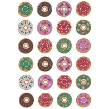 Christmas Donut Puffy Stickers - Cute Pink 3D Vinyl Decals for Scrapbooking, Planners, Journals & DIY Crafts - Perfect for Holiday Cards, Gifts & Party Decorations