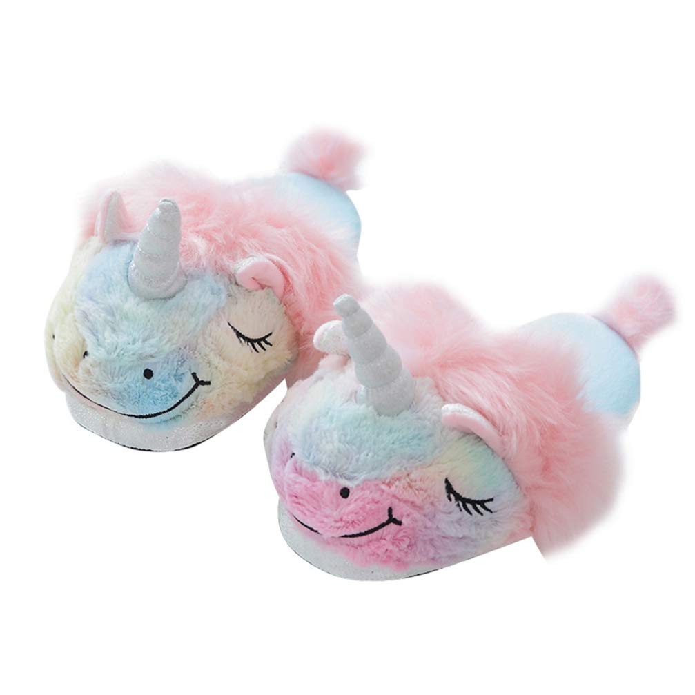 Amosfun Unicorn Plush House Slippers - Soft Anti-Slip Indoor Shoes for Women & Girls - Cozy Winter Home Footwear for Bedroom, Lounge & Gift Giving