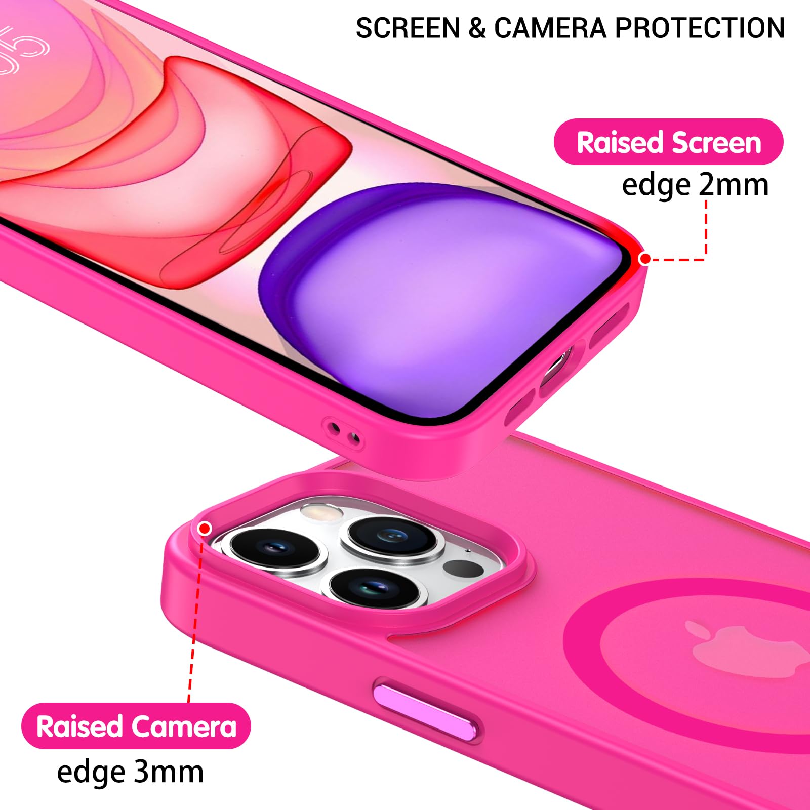 BENTOBEN iPhone 13 Pro Max Case (6.7 Inch) - Magnetic Slim Protective Cover Compatible with MagSafe | Shockproof Translucent Matte Finish | Hot Pink | Perfect for Work, Travel & Everyday Use