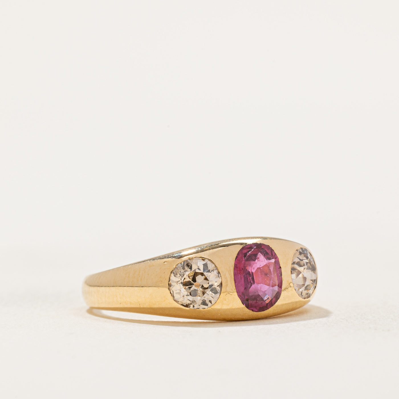 Antique 1910 Birmingham Hallmarked Diamond & Ruby Ring - 0.90ctw Total Weight, 0.85ct Ruby - Size 8.25 - Vintage Edwardian Jewelry for Weddings, Anniversaries & Special Occasions