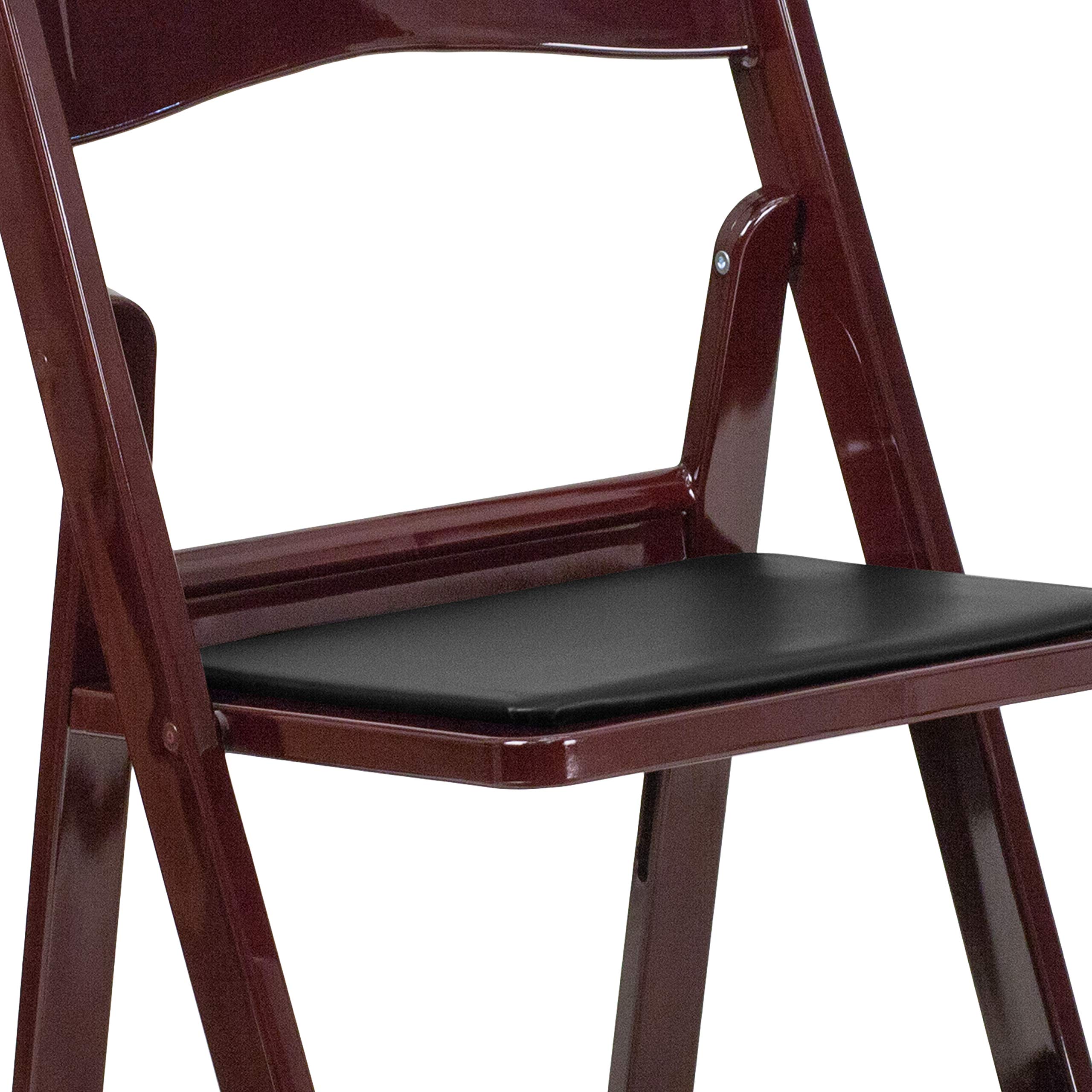 Red Mahogany Resin Folding Chairs - 2 Pack Heavy Duty 800LB Capacity, Lightweight & Comfortable Event Chairs for Weddings, Parties, Camping, and Outdoor Gatherings