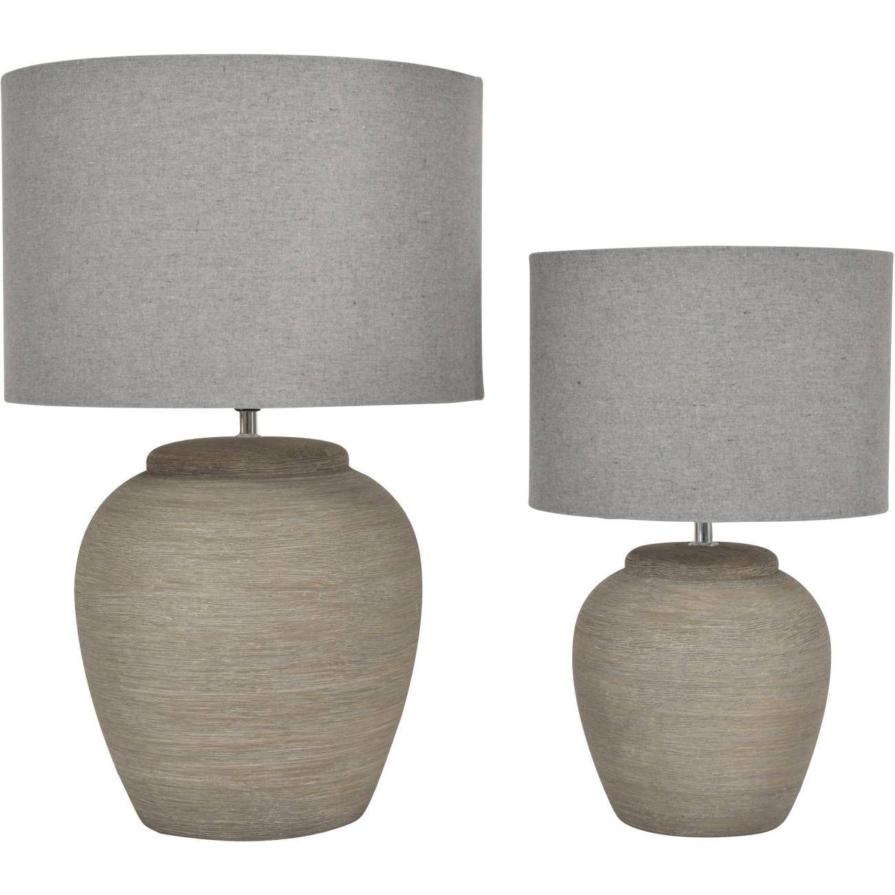 Elegant Baslow Etched Grey Ceramic Table Lamp with Fabric Shade - Small & Large Size for Bedroom, Living Room, or Office Decor