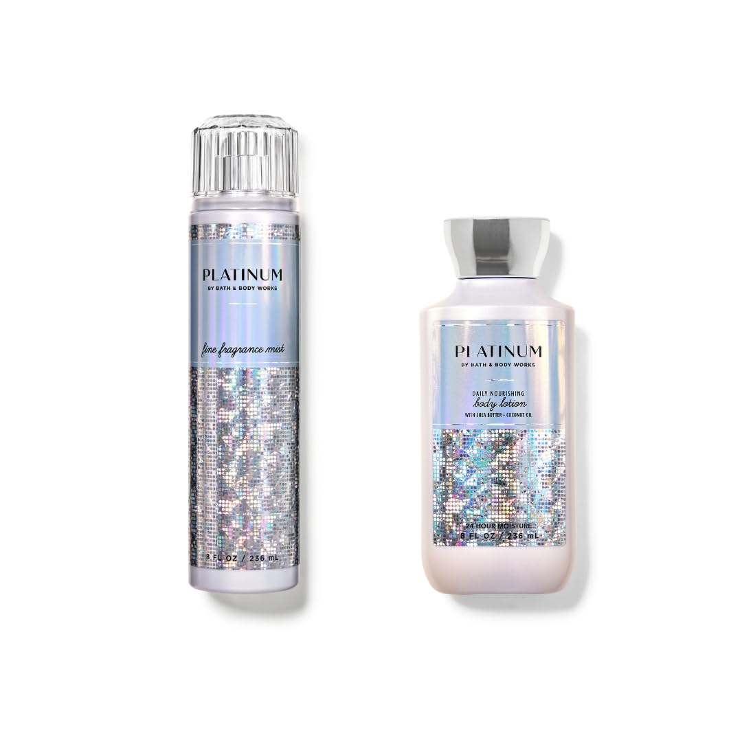 Platinum by Bath + Body Works - Fine Fragrance Mist & Body Lotion Set - 8 oz Each | Long-Lasting Scent for Women, Gift Idea | Perfect for Daily Use, Special Occasions & Self-Care Moments