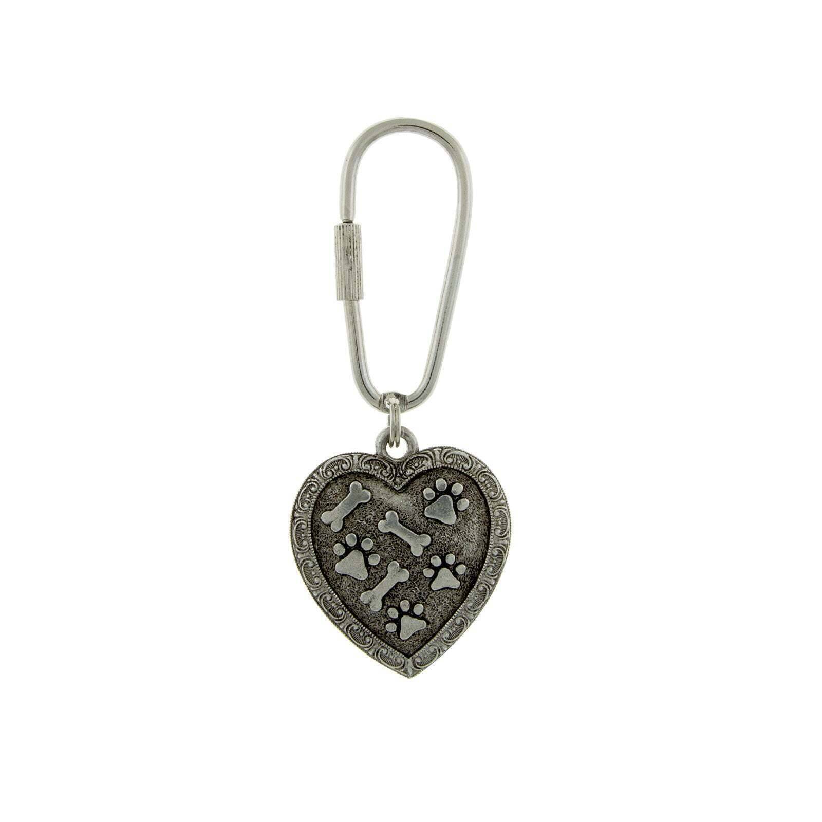1928 Jewelry Bone and Paw Heart Carabiner Keychain - Stylish Pet Lover Accessory for Keys, Bags & Backpacks - Perfect Gift for Dog Owners