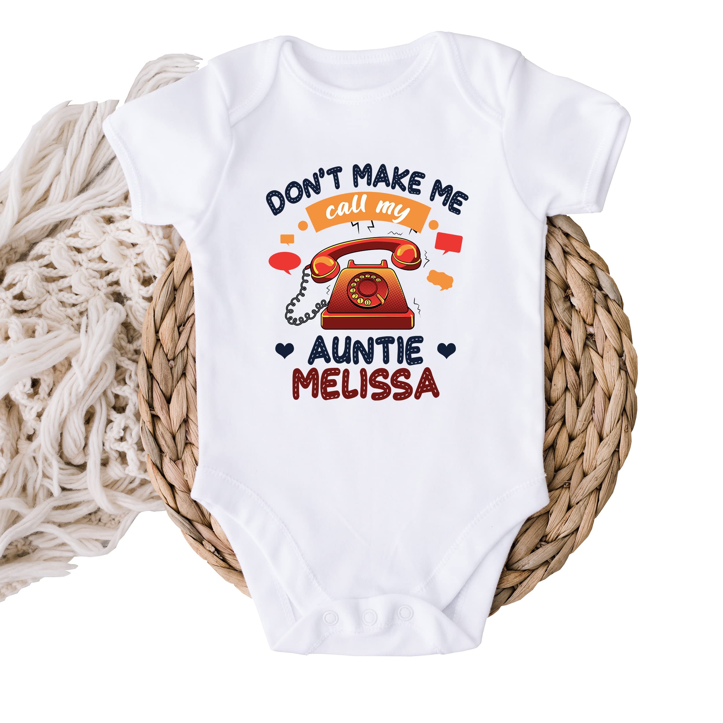 Funny Custom Auntie's Name Baby Bodysuit - Personalized Infant Jumpsuit for Boys & Girls | Cute Gift with Name Customization | Perfect for Family Reunions, Baby Showers & Photo Shoots