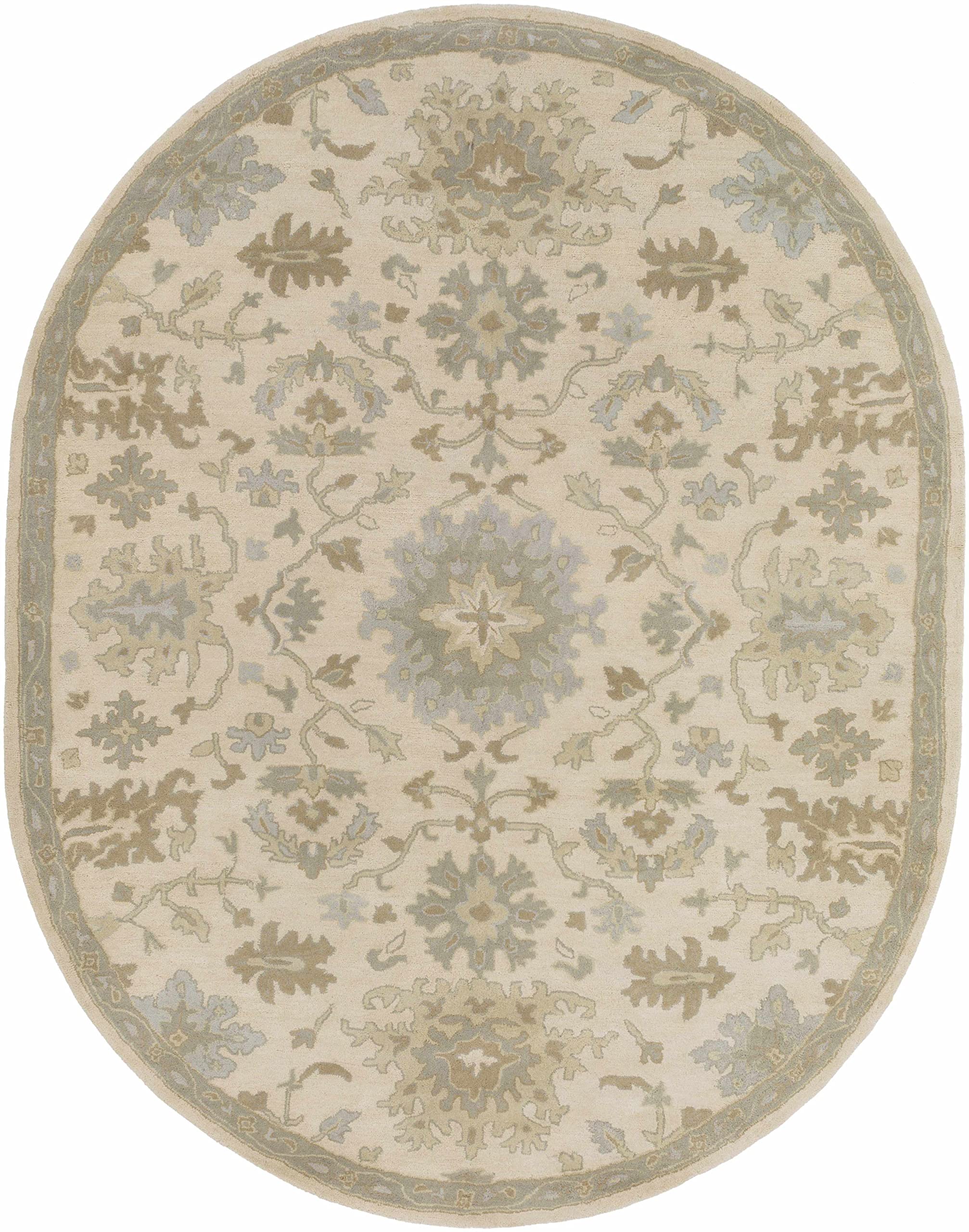 Premium Hauteloom Gainesboro Wool Area Rug for Living Room & Bedroom - Traditional Green, Beige, Blue - 9'9