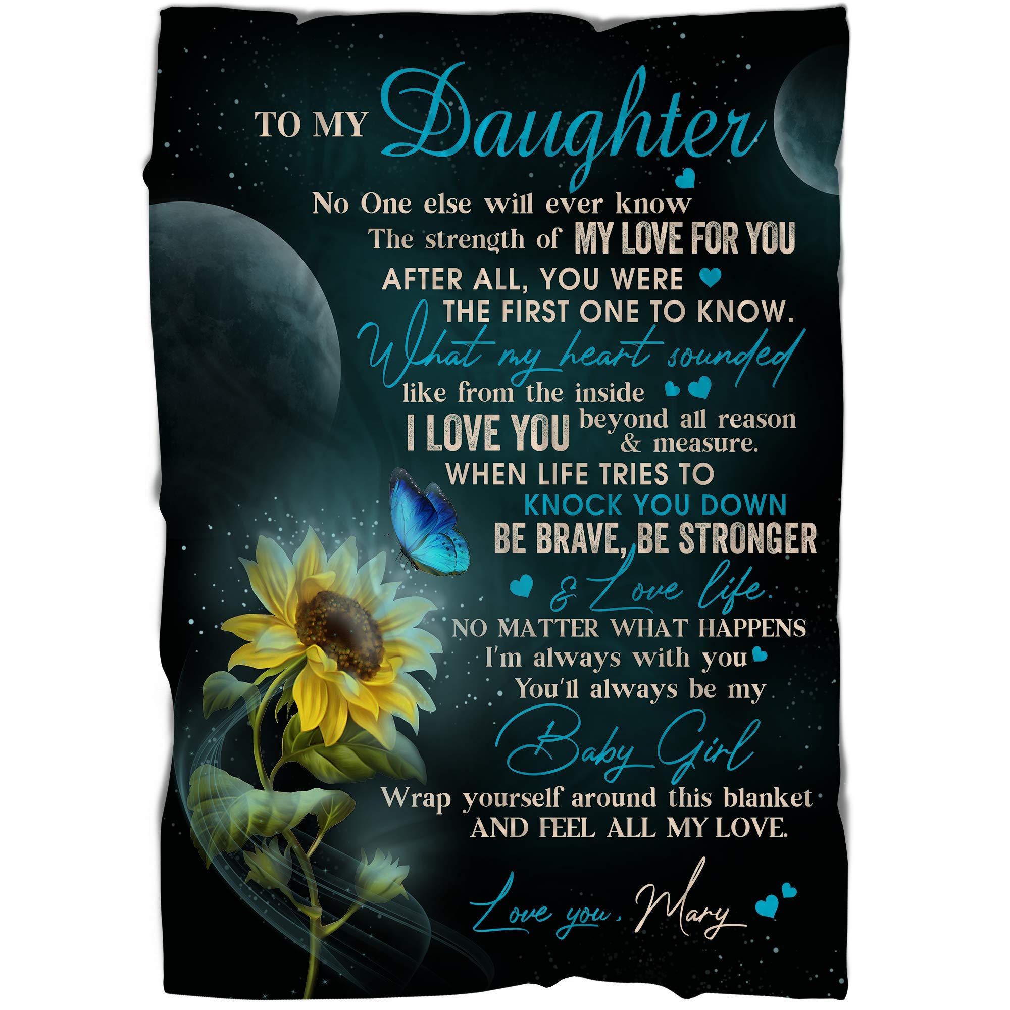 Personalized Fleece Throw Blanket for Daughter - Custom Baby Girl Blanket Gift from Dad and Mom - Meaningful Birthday, Valentine's & Family Gift - Cozy Blanket for Bedroom, Nursery & Cuddling - N11