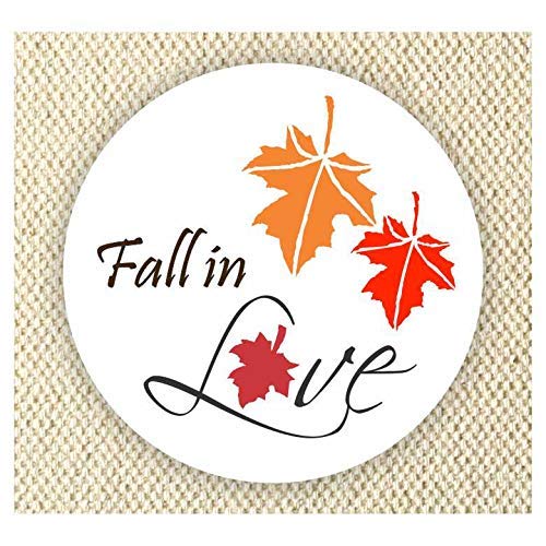 Fall in Love Thank You Wedding Stickers - 40-Pack Maple Leaf Anniversary Labels for Fall Party Decorations, Invitations & Gift Wrapping