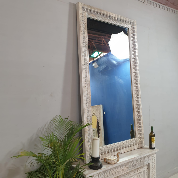 Handcrafted Indian Solid Hardwood Carved Oriental Style Mirror Frame - 70.9