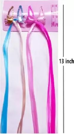 Vibrant DEXO Colored Hair Extensions & Highlights for Women & Girls - Straight Multi-Color Clip-In Hair Streaks for Cosplay, Theme Parties & Everyday Styling