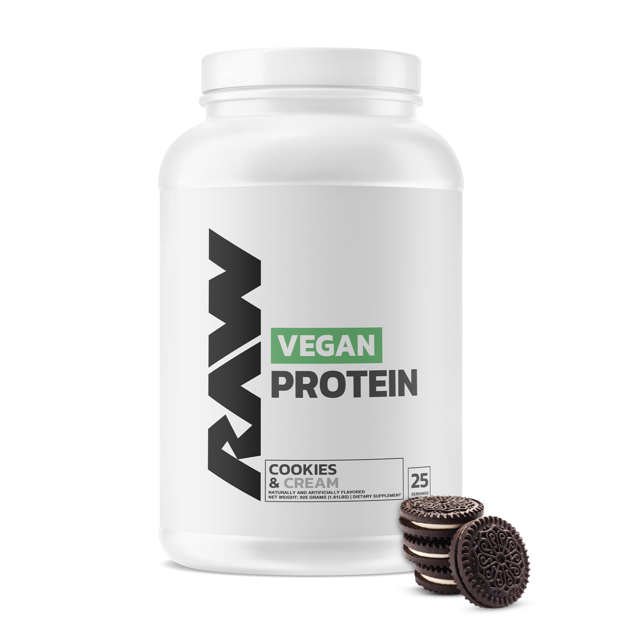 Organic Vegan Protein Powder Cookies N Cream - 20g Plant-Based Protein for Muscle Growth & Recovery - Fortified with Vitamins - Low Fat, Low Carb, Natural Flavors - 25 Servings - Perfect for Post-Workout Shakes, Smoothies & Healthy Baking