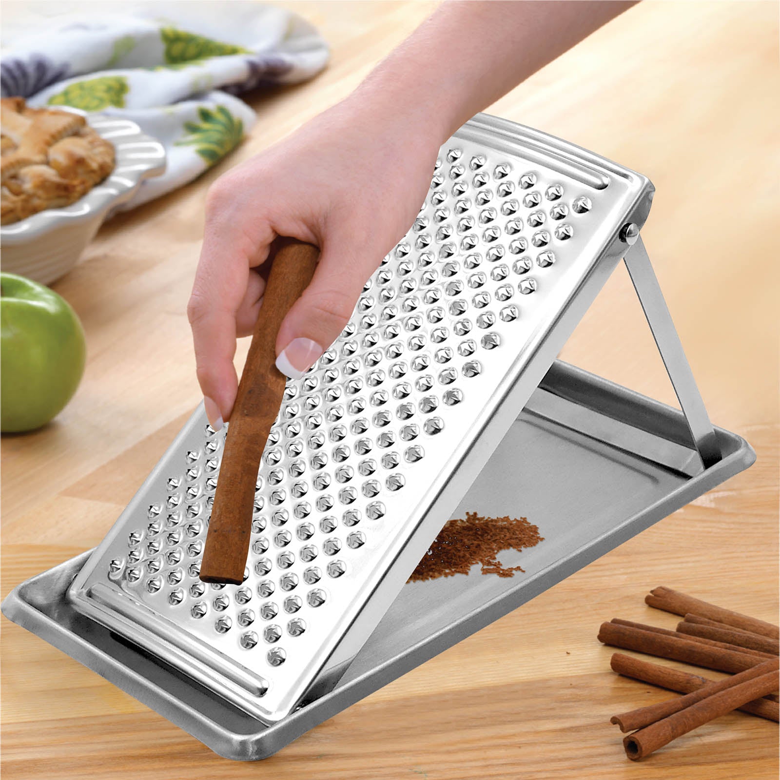 BarConic® Foldable Stainless Steel Grater - 4-in-1 Multi-Function Kitchen Tool for Cheese, Vegetables & Spices | Perfect for Camping, Travel & Small Space Cooking