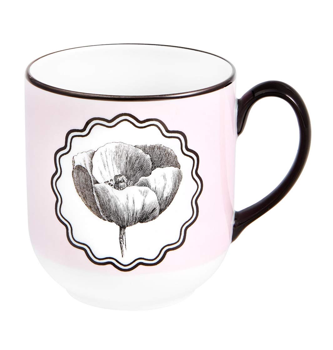 Vista Alegre Herbariae Pink Coffee Mugs Set of 4 by Christian Lacroix - Elegant Porcelain Tea Cups for Home, Office & Gift Giving