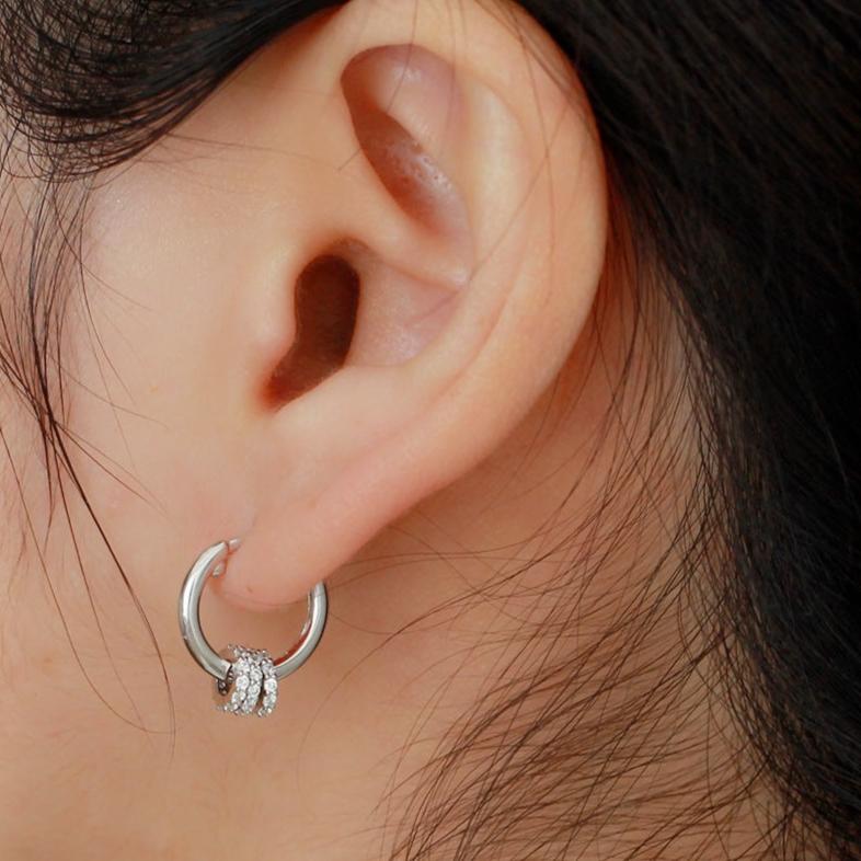 Multi-Way Geometric Small Ring Huggie Hoop Earrings for Women | HE3882 | Minimalist Stackable Earrings for Everyday Wear, Work & Date Night