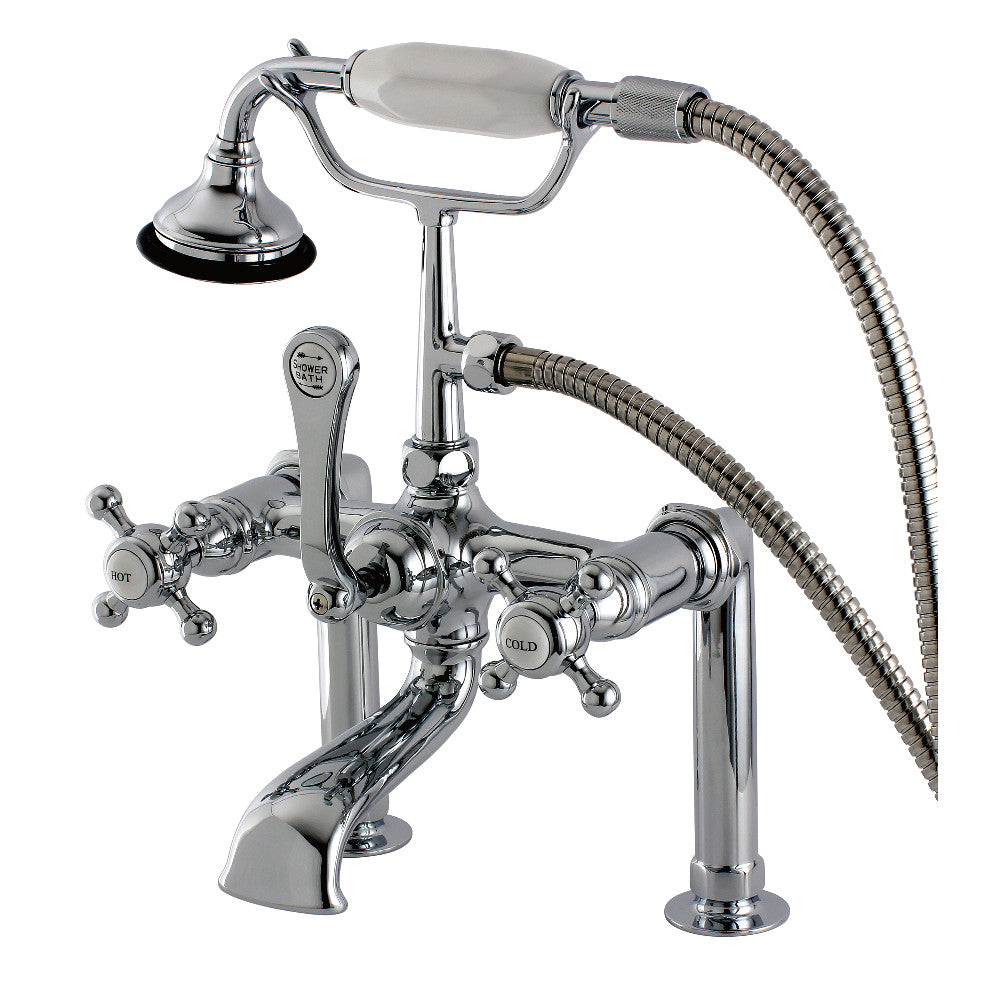 Vintage AE103T8BX English Country Deck Mount Clawfoot Tub Faucet - Antique Brass Finish, Hot & Cold Water Mixer for Bathroom, Perfect for Classic and Farmhouse Style Bathrooms