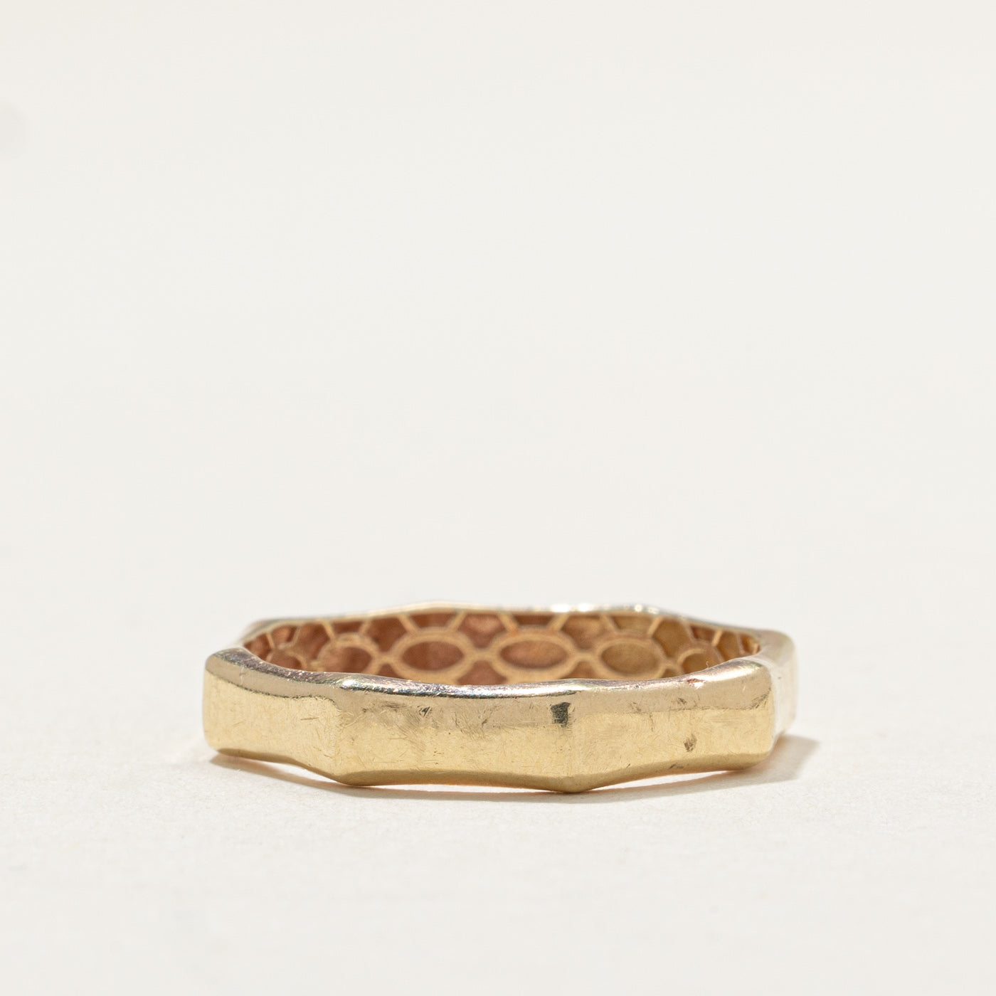 14K Yellow Gold Hexagon Wedding Band Ring for Women - 3.8mm Wide Size 8 - Perfect for Engagement, Anniversary & Everyday Jewelry Gift