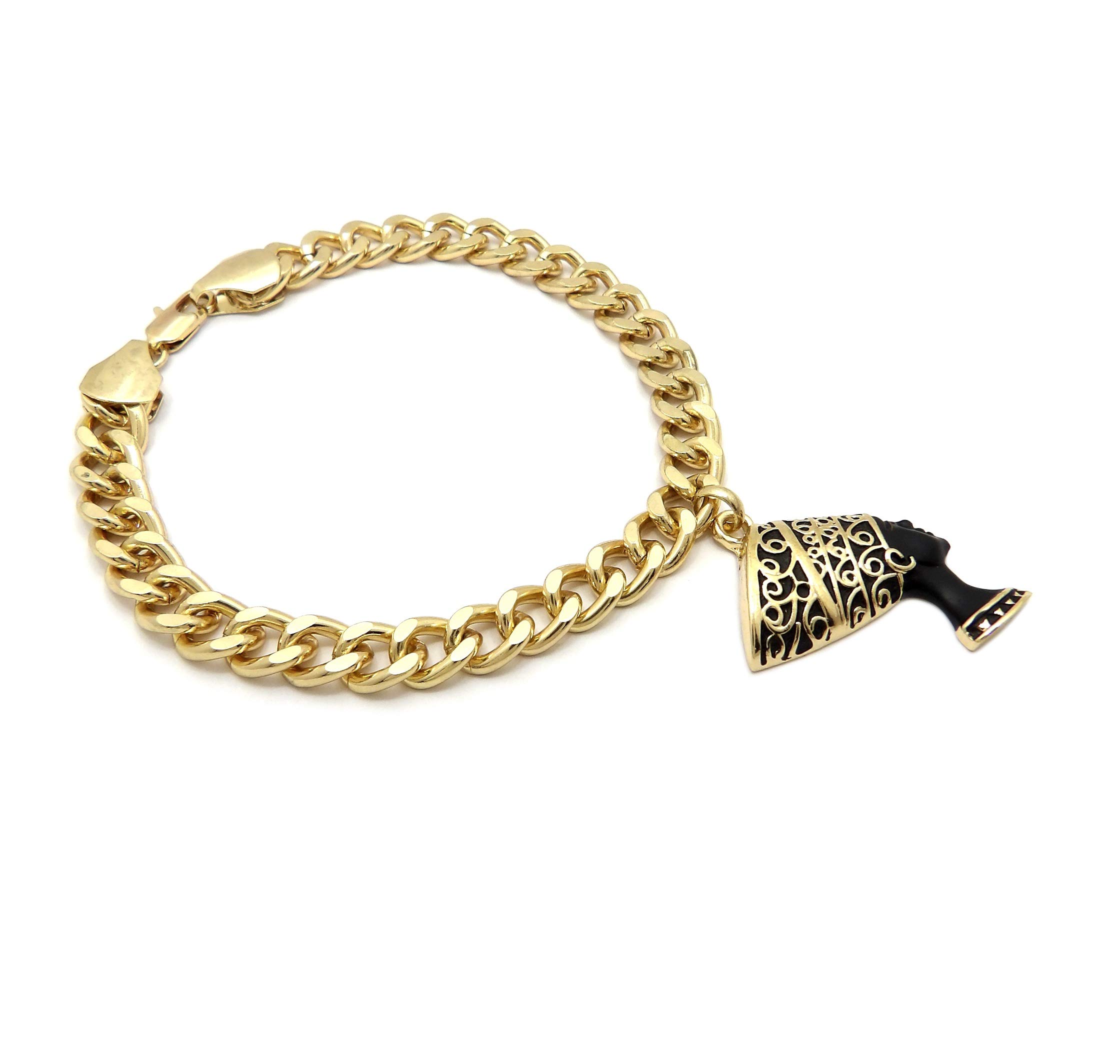 Egyptian Ankh & Nefertiti Charm Anklet - 9.5