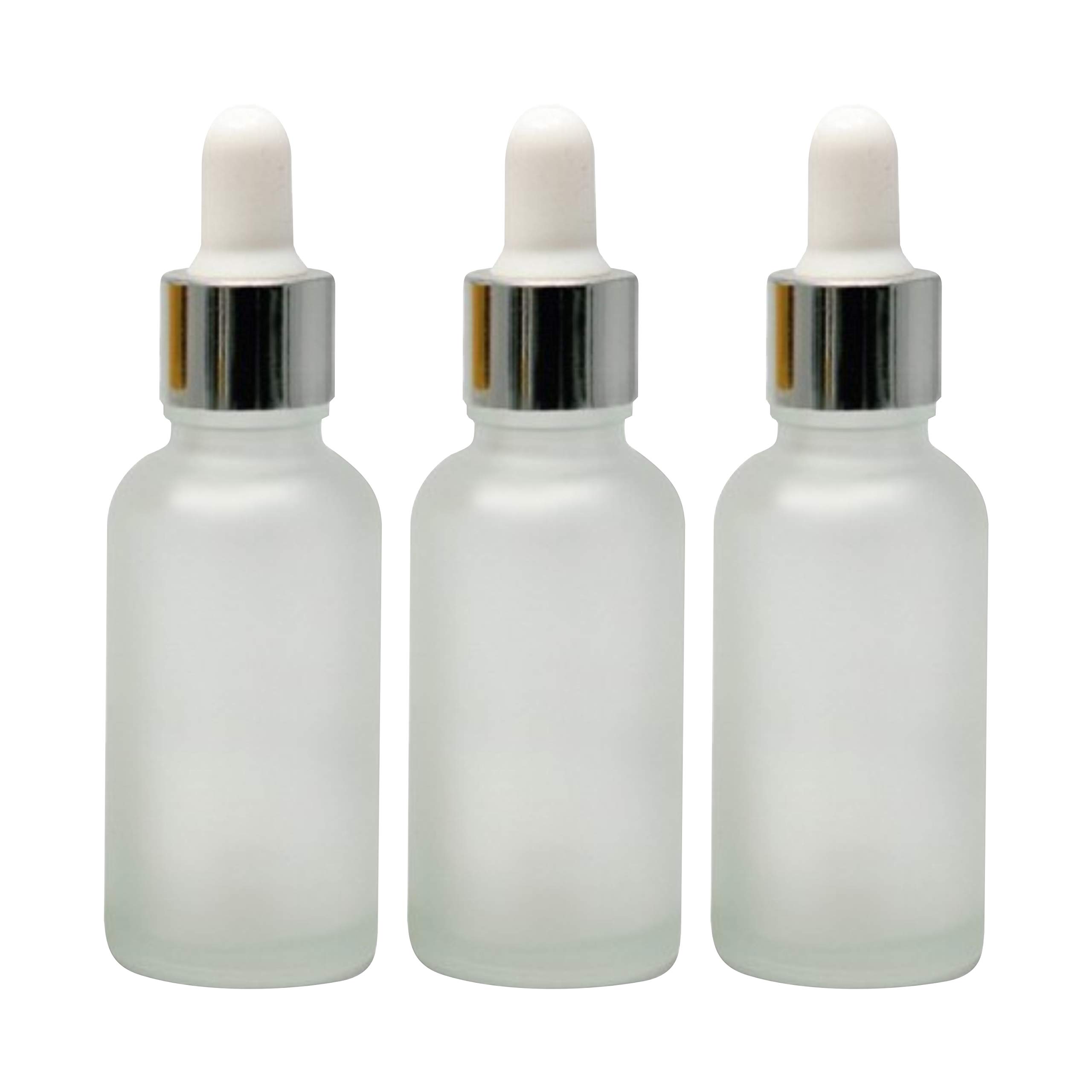 Premium 30ml Empty Glass Bottles with Silver Plating Dropper - 3 Pack for Essential Oils, Fragrances, Perfumes & Serums | Leakproof Multipurpose Storage for DIY Beauty, Aromatherapy & Travel Use