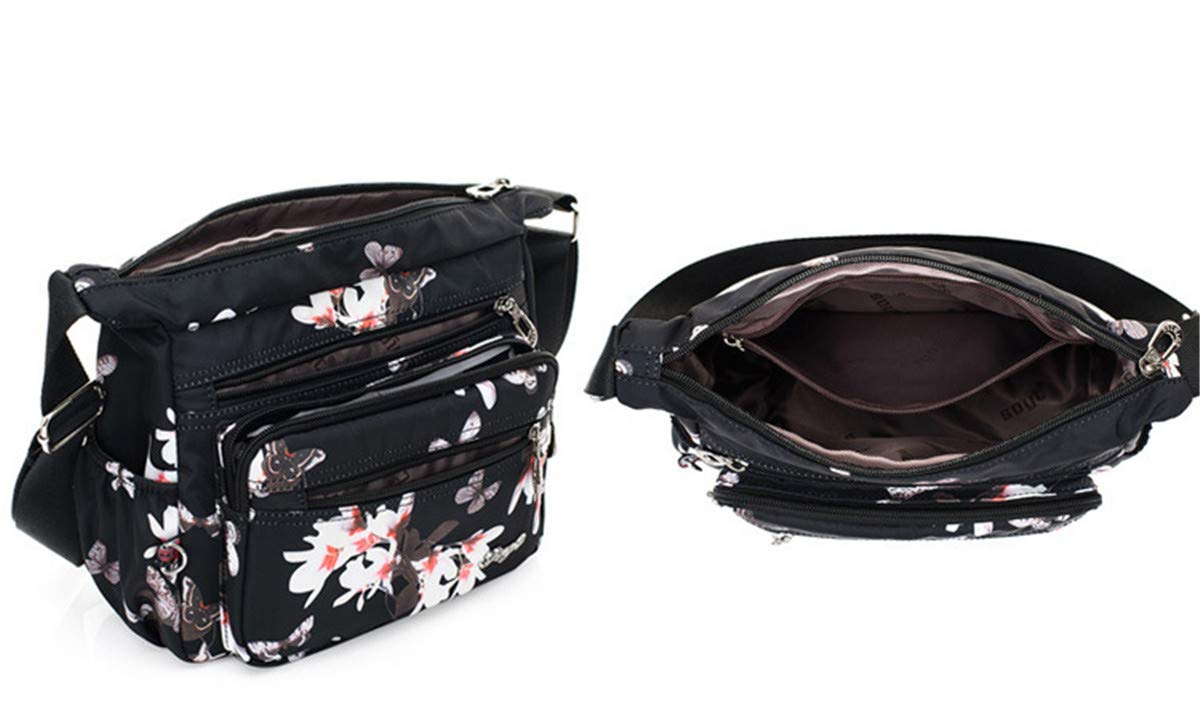 Stylish Nylon Floral Crossbody Bag for Women - Multi-Pocket Shoulder Purse with Adjustable Strap - Perfect for Travel, Shopping & Everyday Use