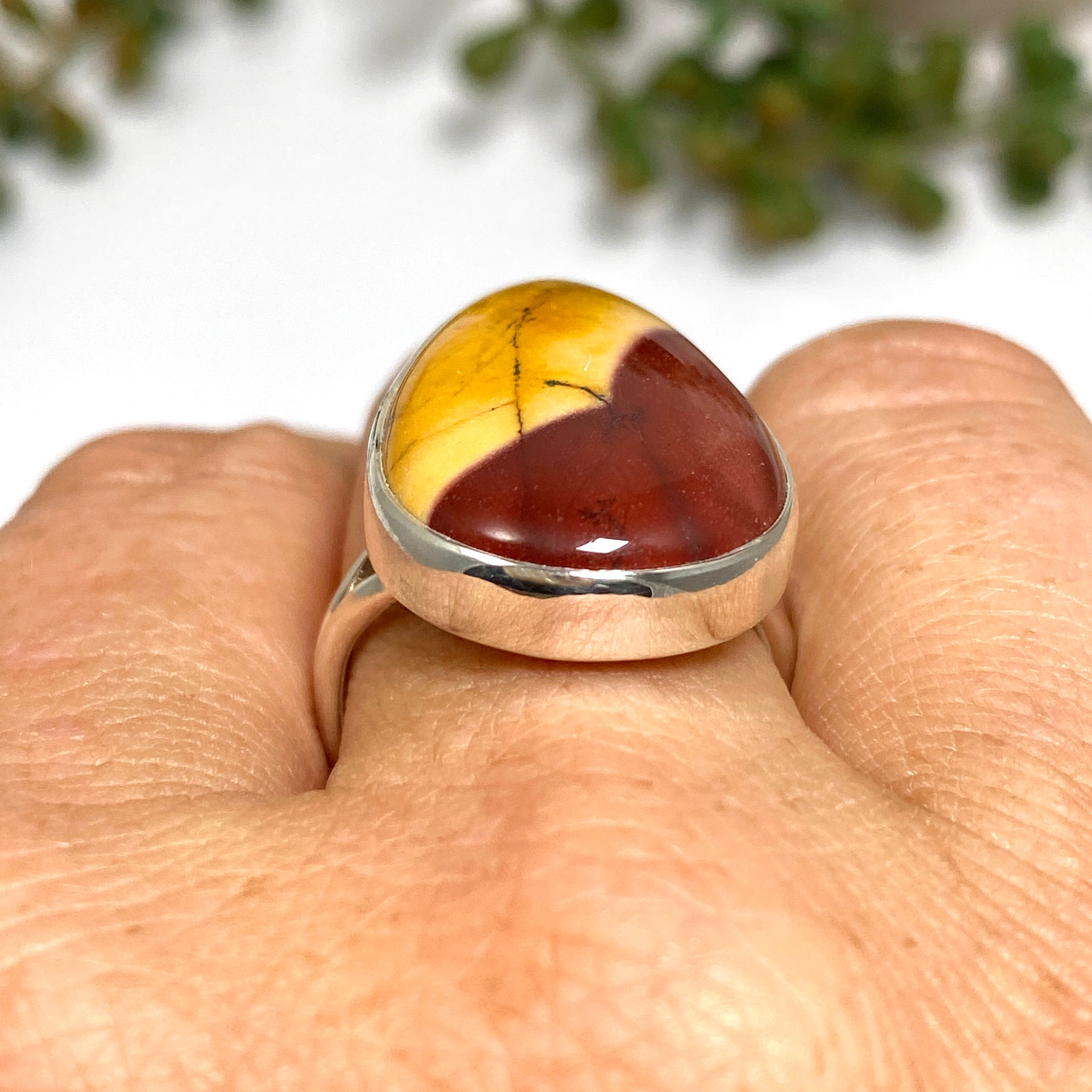 Natural Mookaite Teardrop Cabochon Ring - Size 9 - KRGJ3391 - Handmade Gemstone Jewelry for Women - Perfect for Boho Style, Meditation & Spiritual Healing