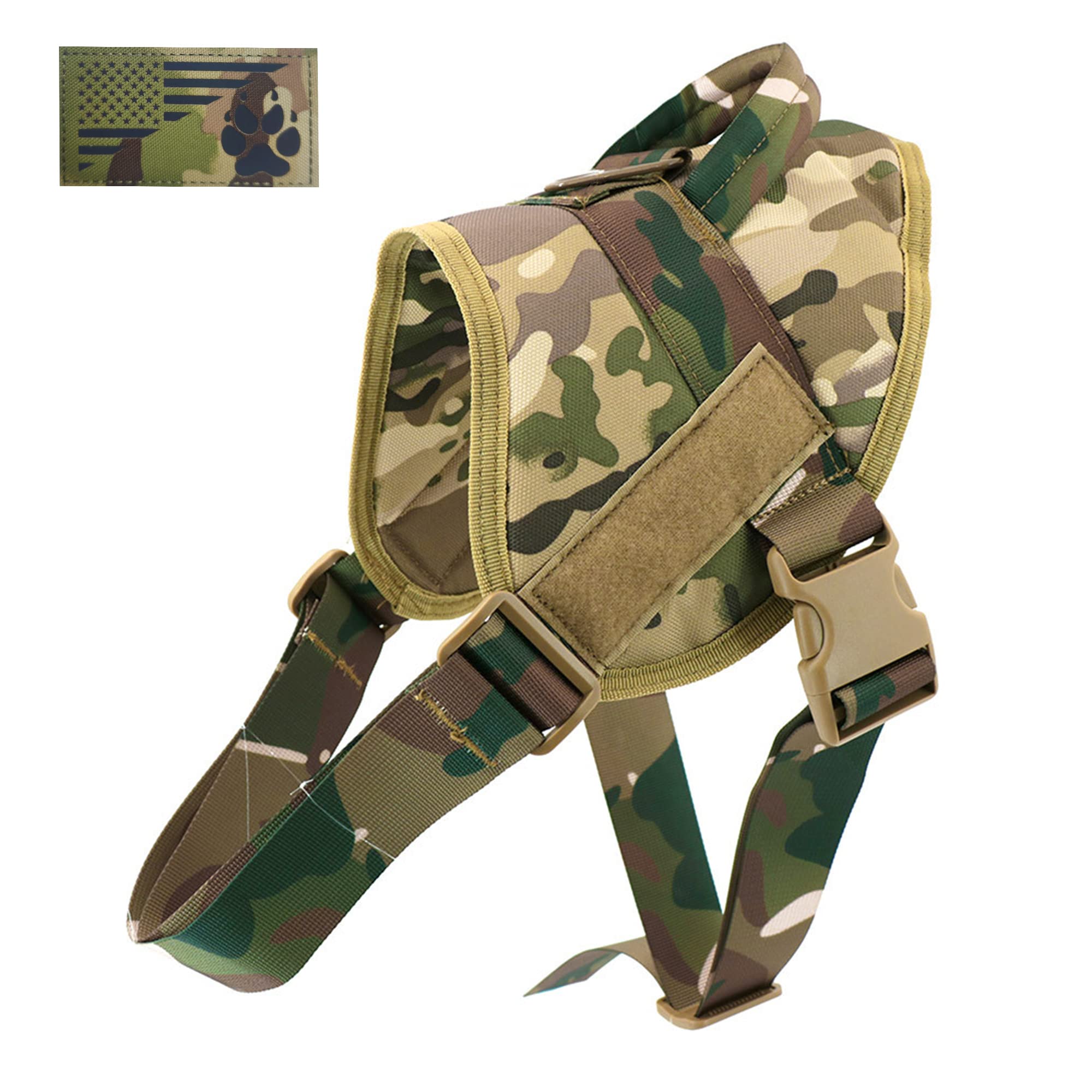 Tactical Dog Harness for Small Medium Large Dogs - No Pull Easy Walk Vest with Handle, Adjustable Service Dog Harness (Size L, Camouflage) - Perfect for Training, Hiking & Outdoor Adventures