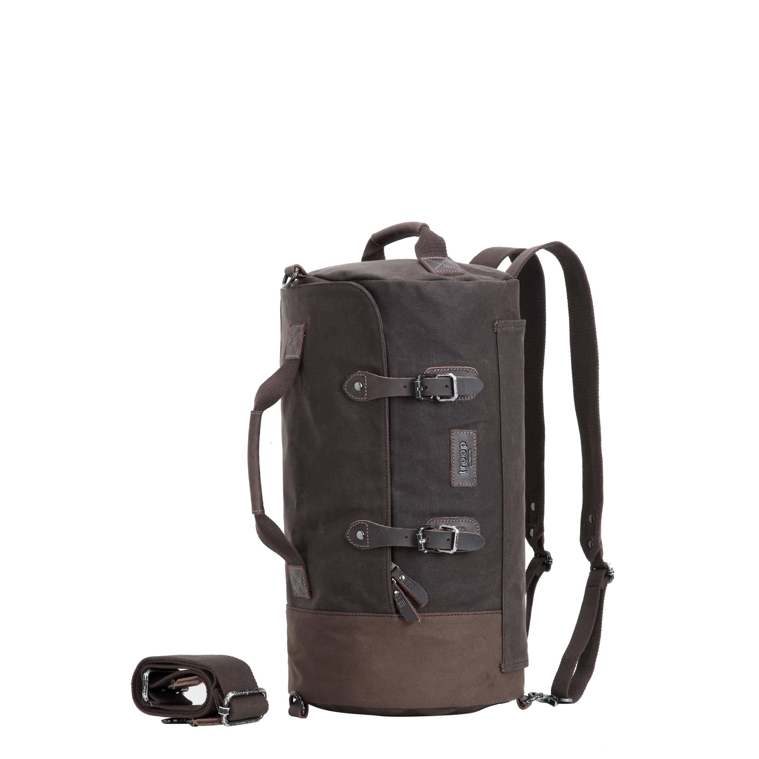 TRP0444 Troop London Heritage Canvas Duffel Backpack - Waterproof Travel Duffel Bag for Men & Women, Gym, Weekend Getaways & Outdoor Adventures