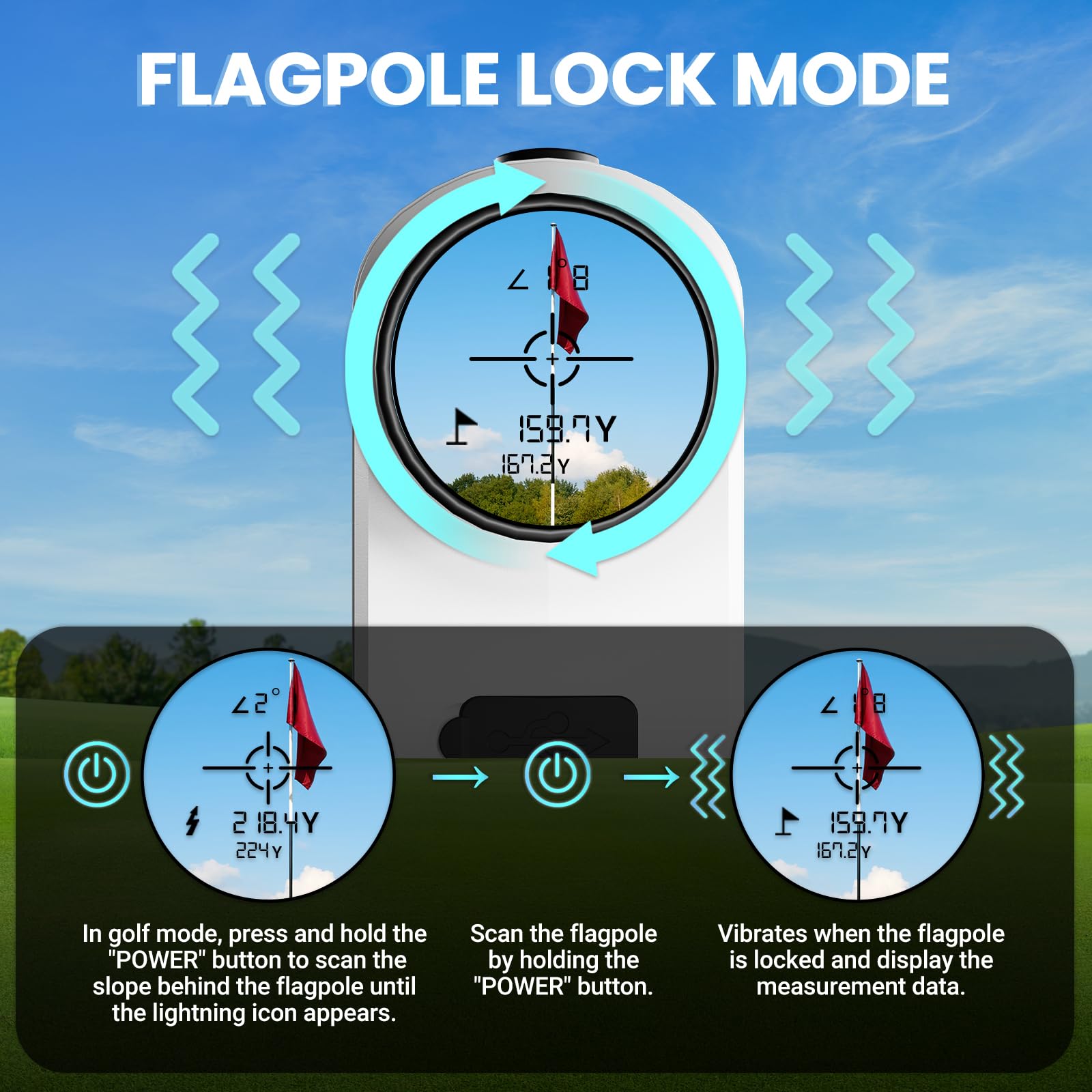 Overmont Golf Rangefinder with Slope - 1200 Yards Laser Range Finder | 6.5x Magnification | Rechargeable | Flag Lock & Vibration | Magnetic Strip | Perfect for Golf, Hunting & Shooting | Tournament Play & Outdoor Adventures